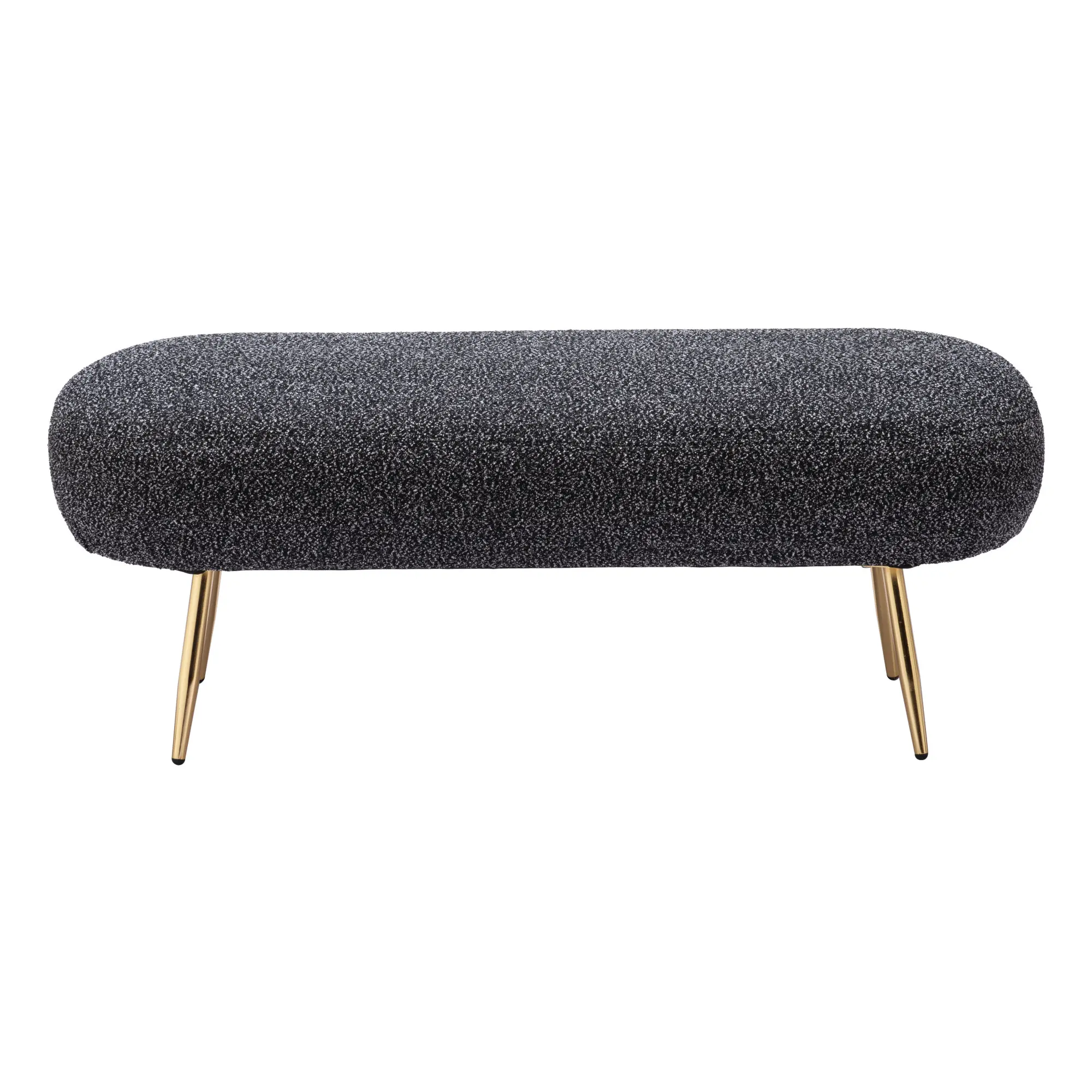 Crescent Glitter Black Upholstered Bench-1