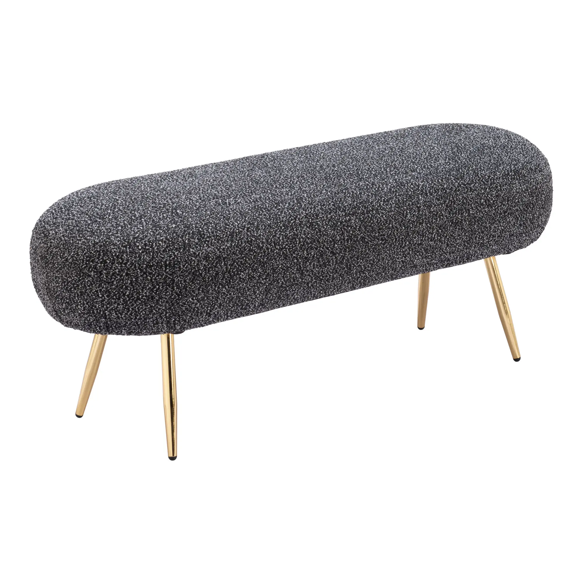 Crescent Glitter Black Upholstered Bench-2