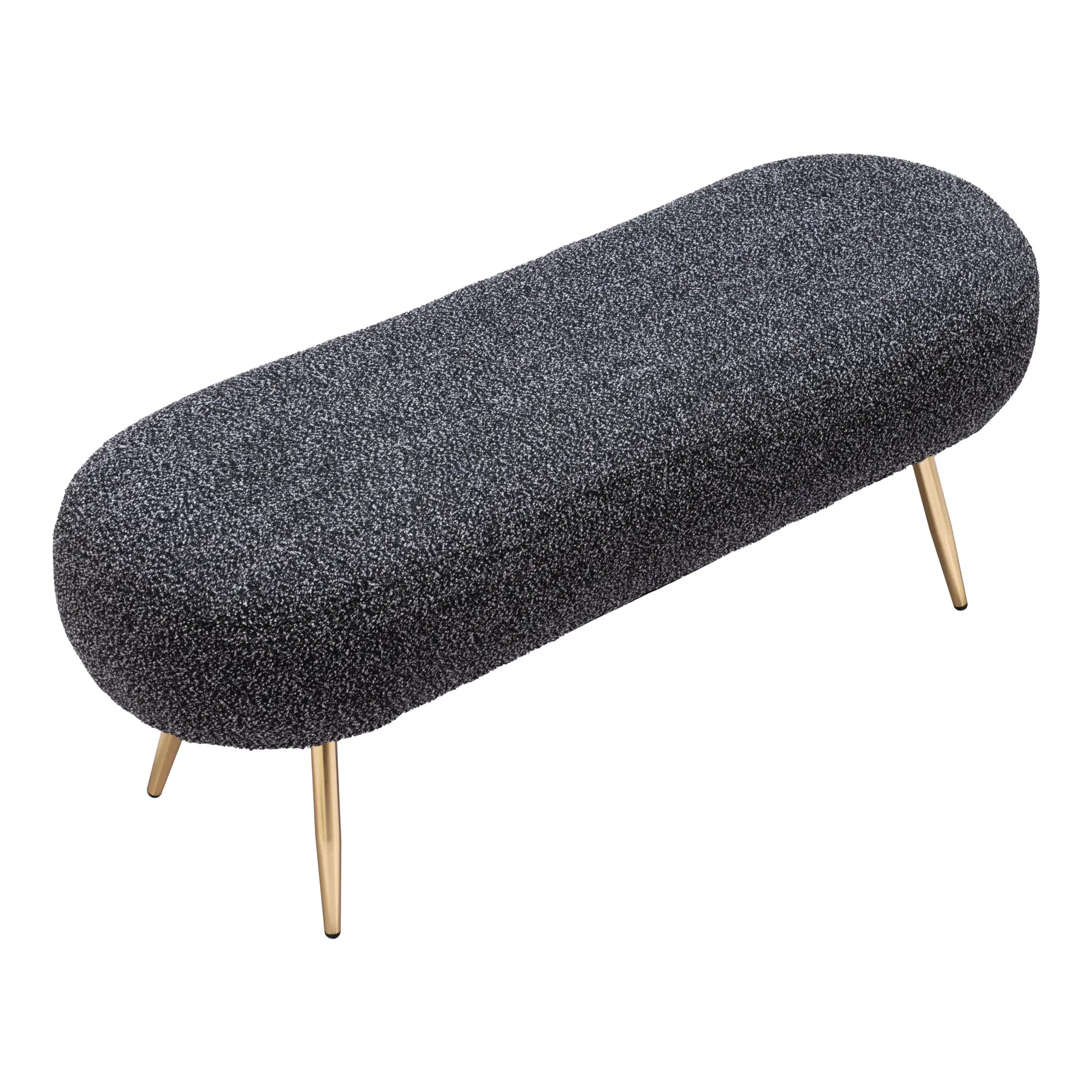 Crescent Glitter Black Upholstered Bench-3