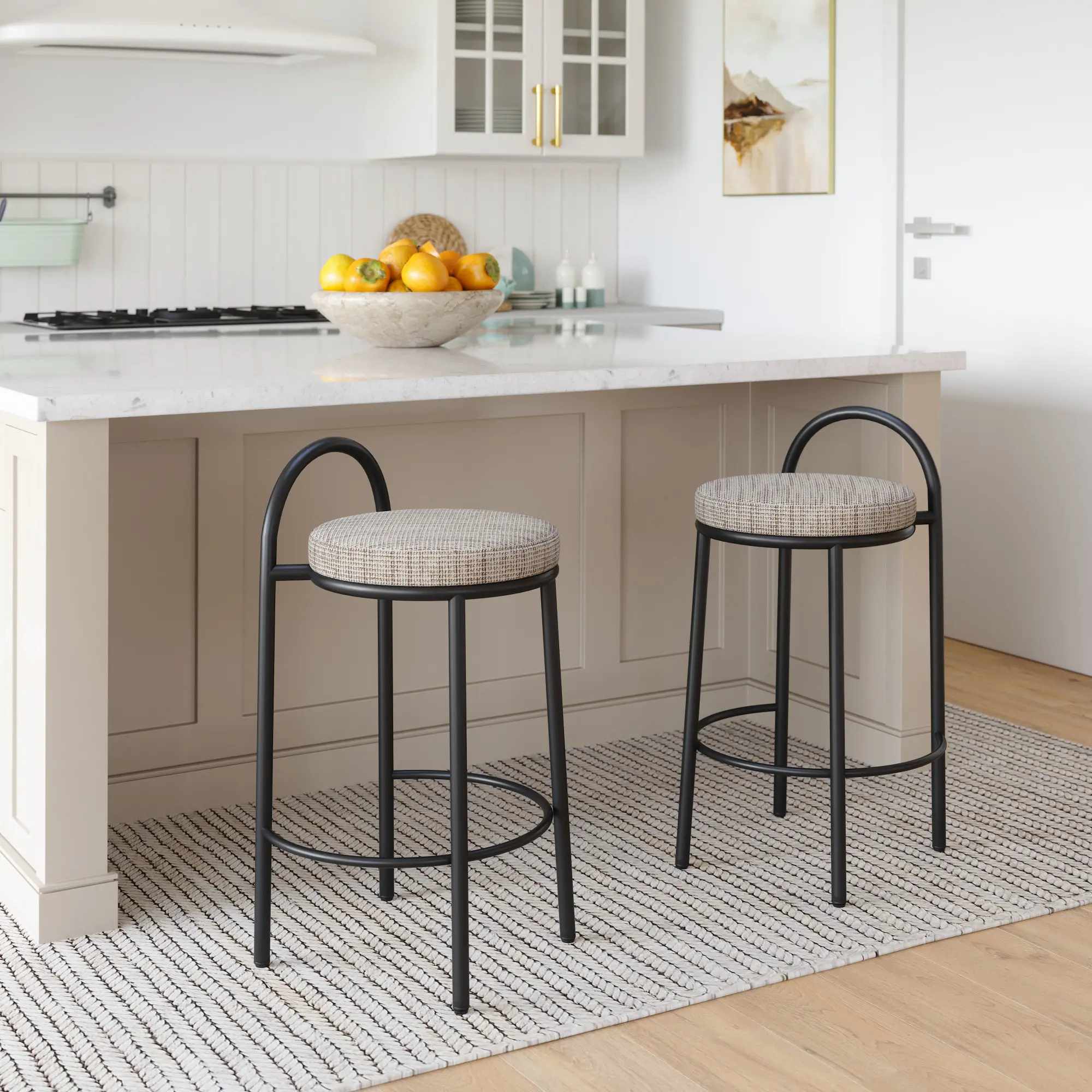 Sable Beige Tweed Counter Stools, Set of 2-2