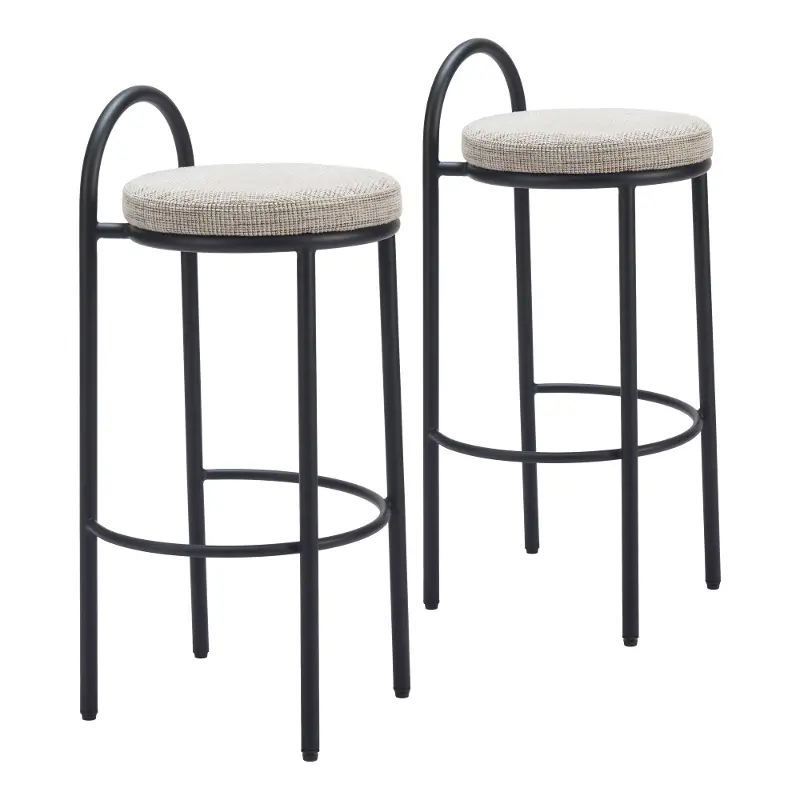 Sable Beige Tweed Barstools, Set of 2