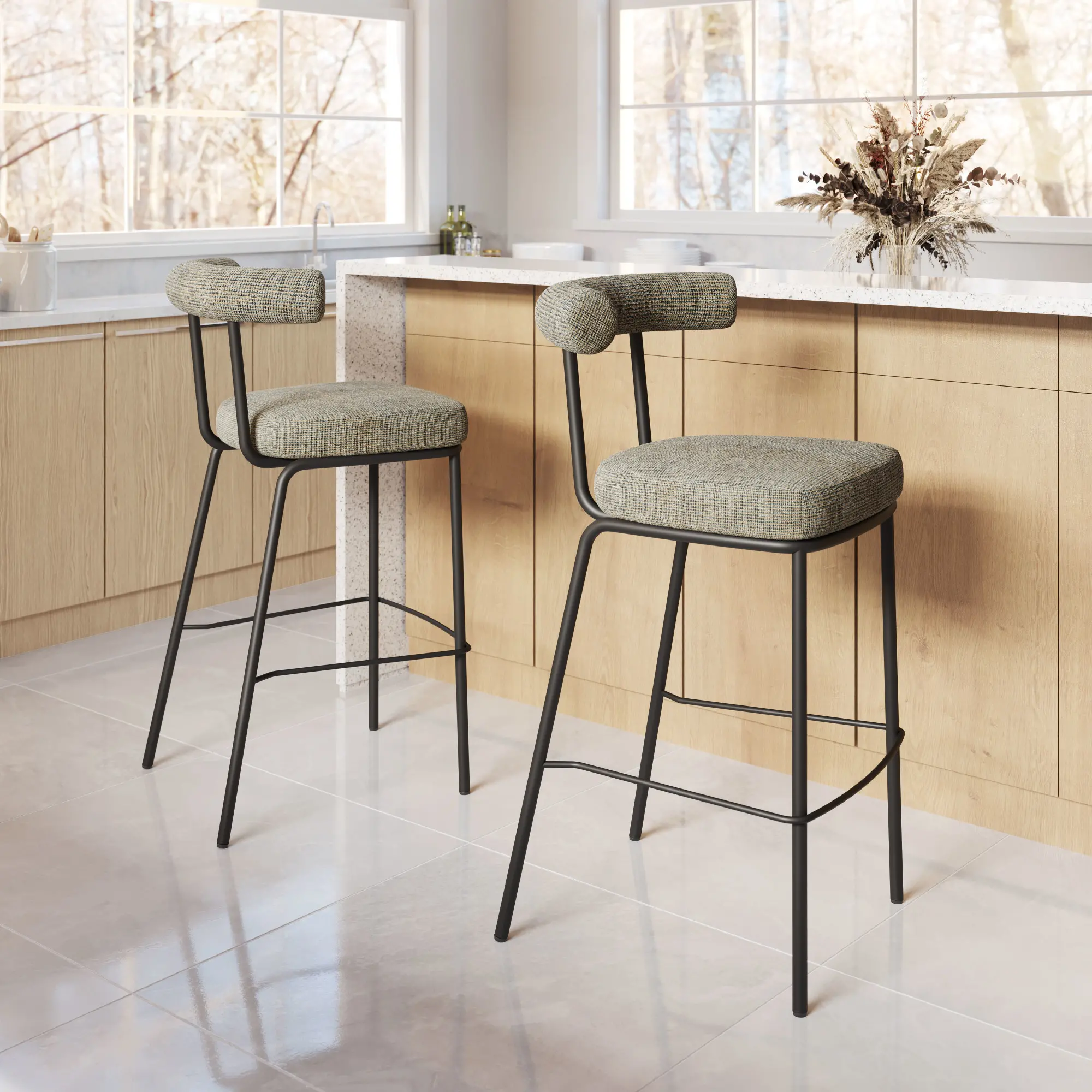 Kendall Green Tweed Barstool-3