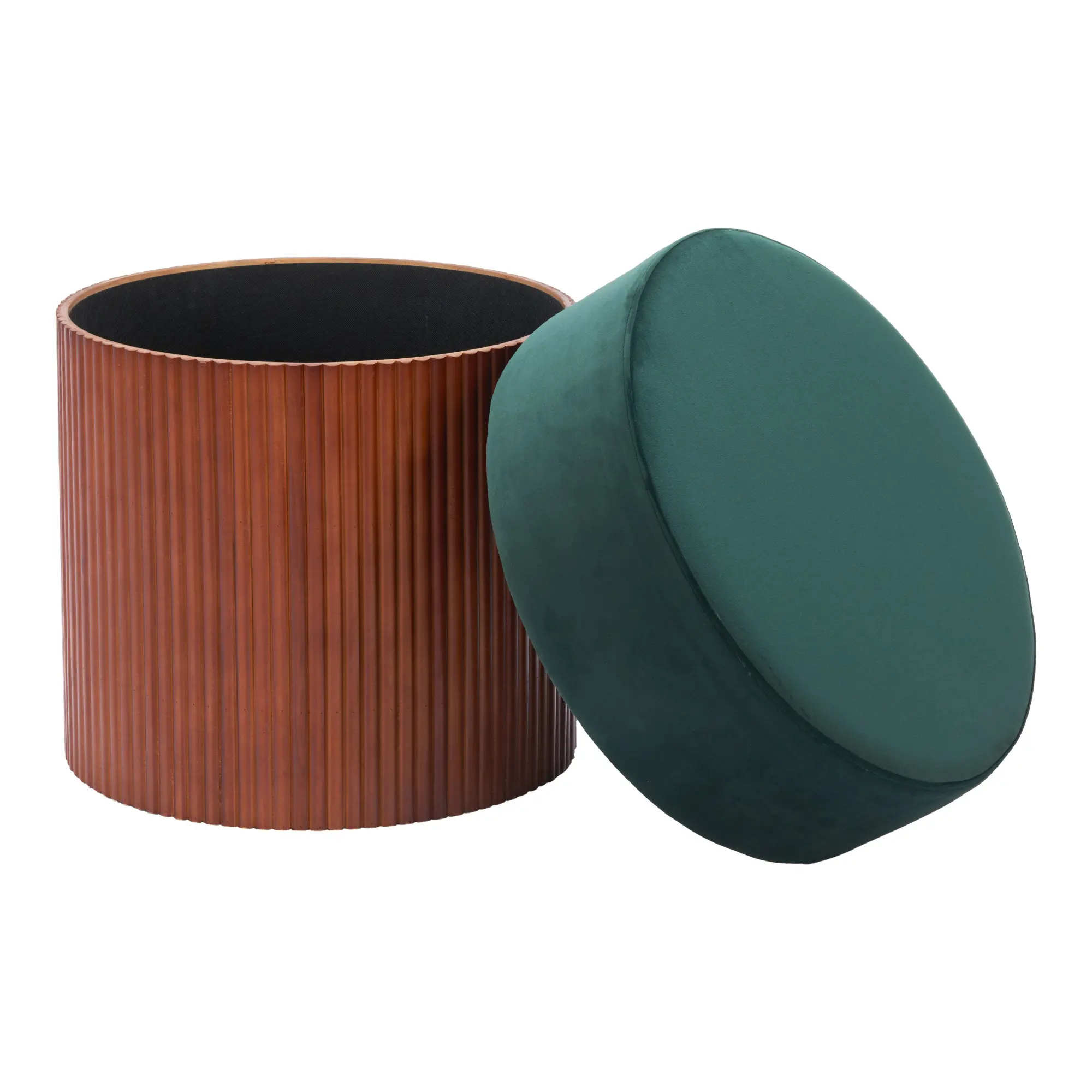 Bello Green Velvet Storage Ottoman-3