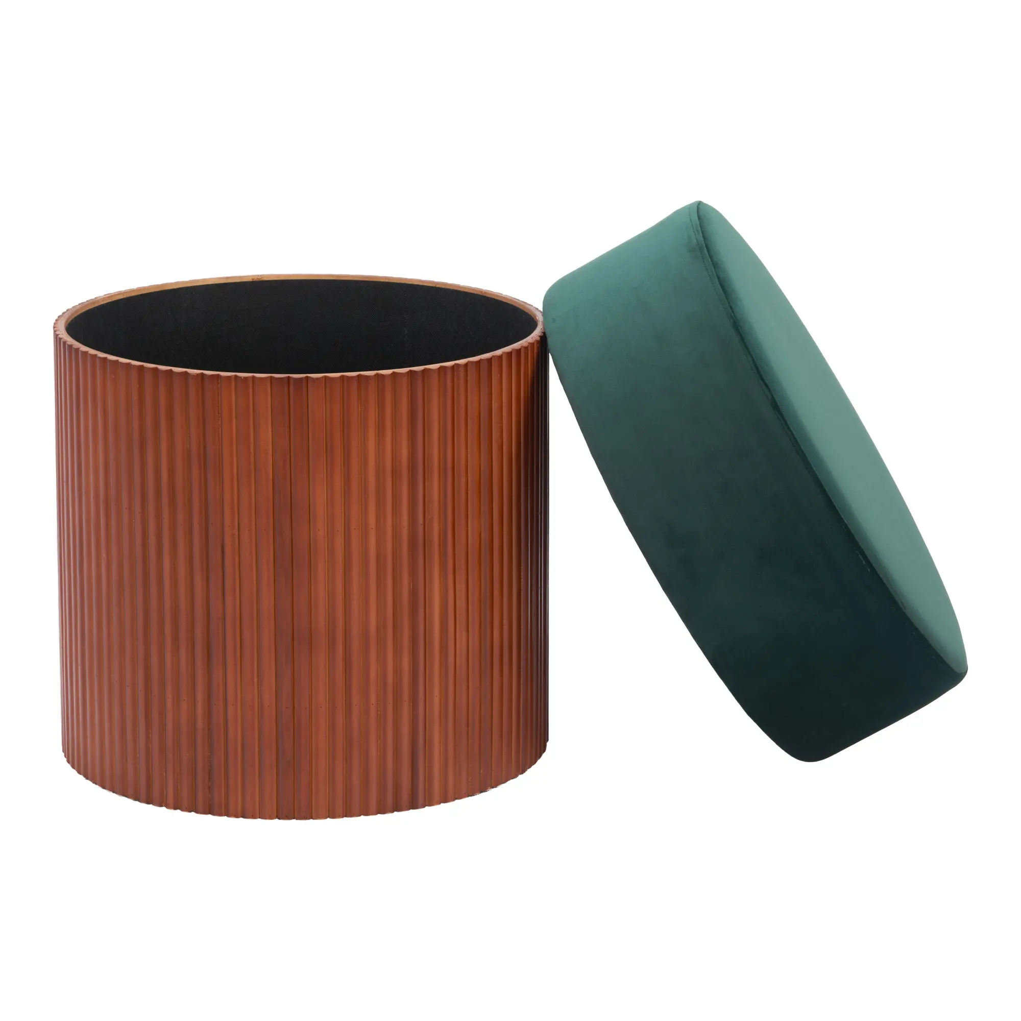 Bello Green Velvet Storage Ottoman-4