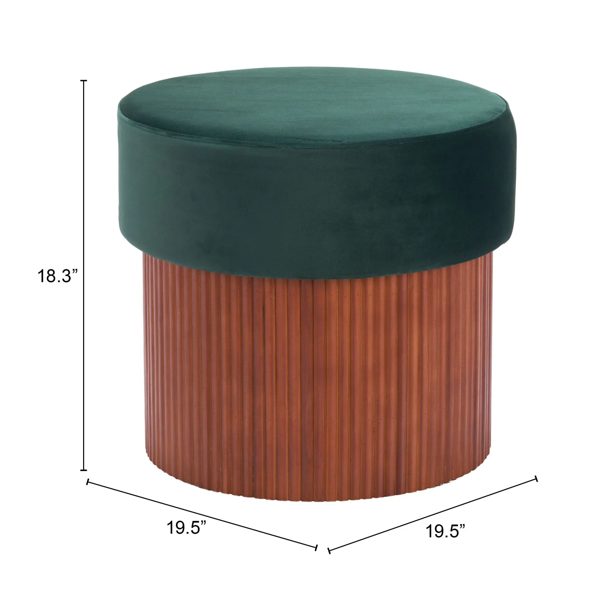 Bello Green Velvet Storage Ottoman-5