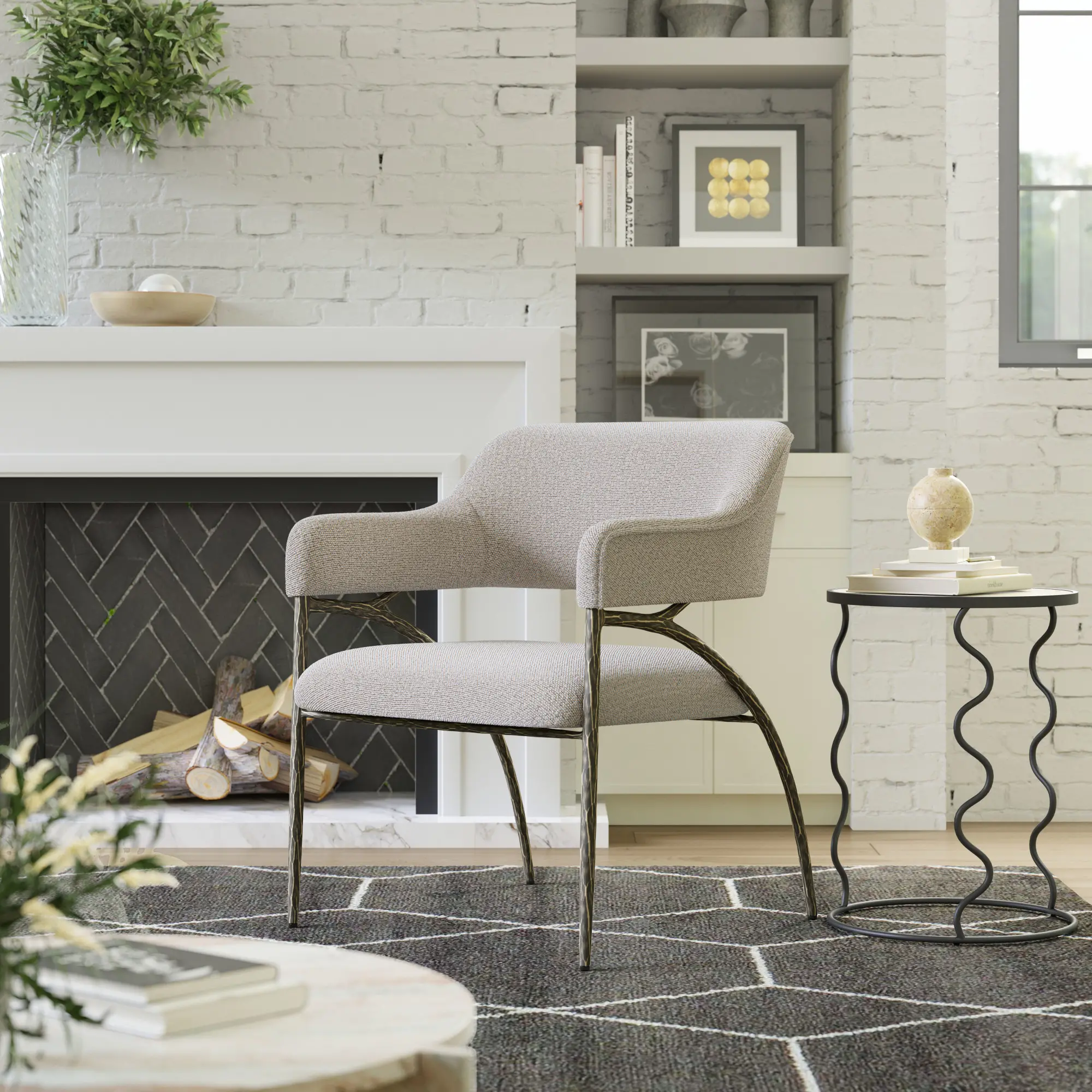 Vestal Gray Boucle Accent Chair-2