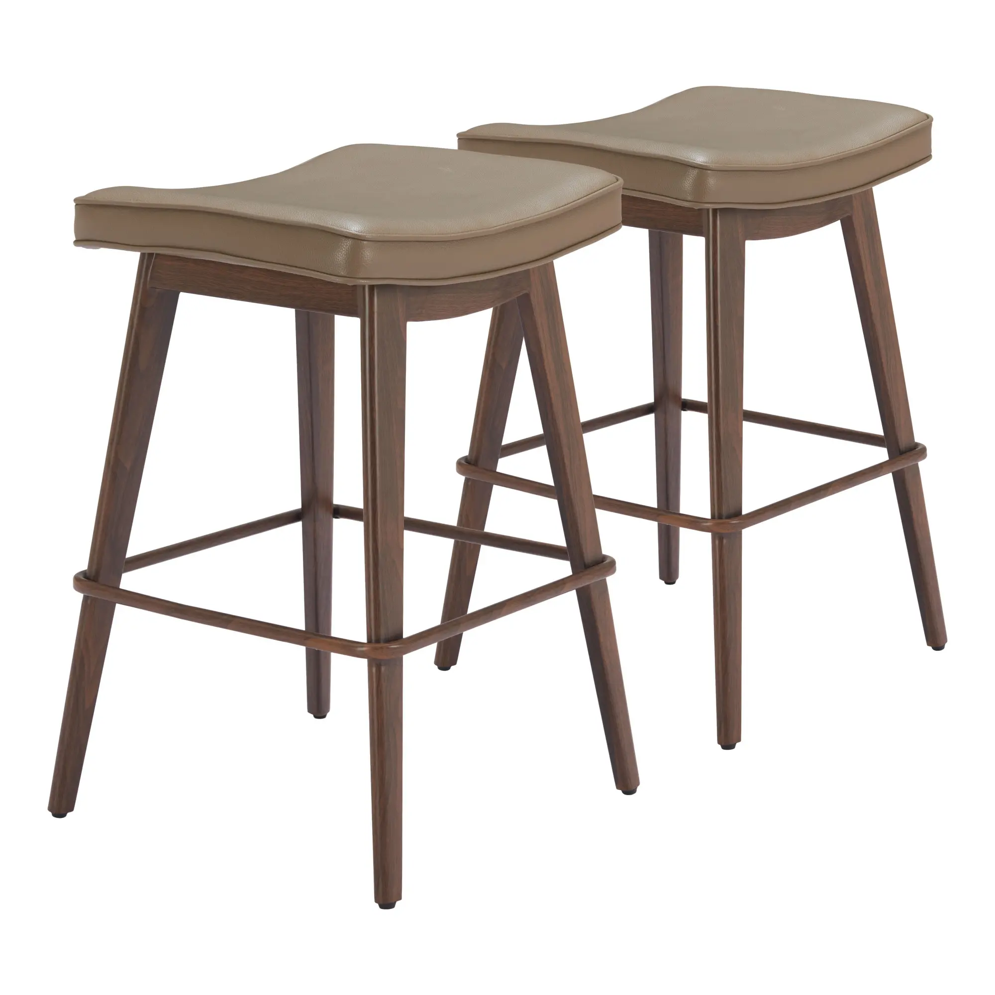 Dalia Taupe & Walnut Barstools, Set of 2-1