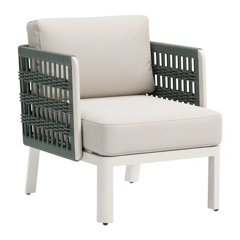 Bristol White and Green Outdoor Armchair
