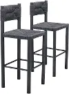 Ives Black Outdoor Barstools, Set of 2