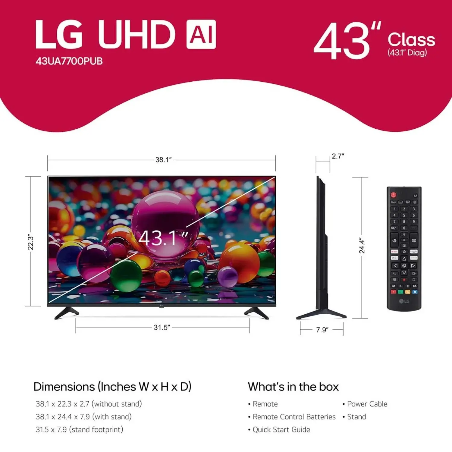 43UA7700PUB.AUS LG UA77 43 4K HDR Smart LED TV-3