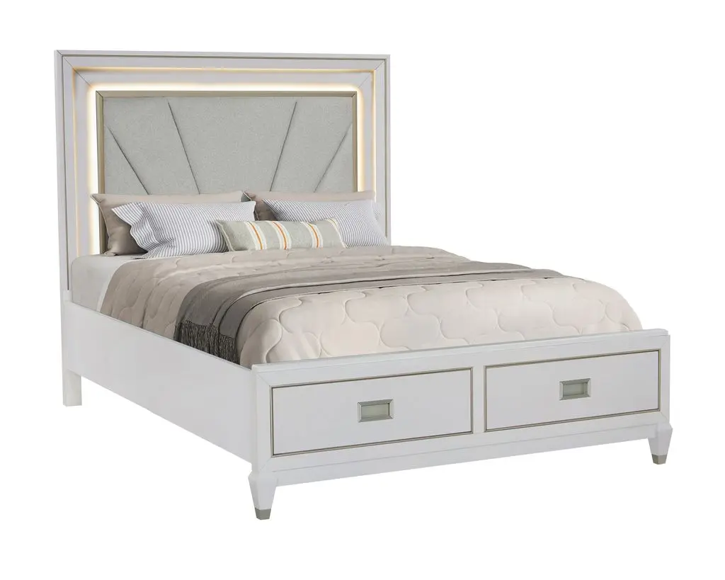 Gallia White Queen Storage Bed-1