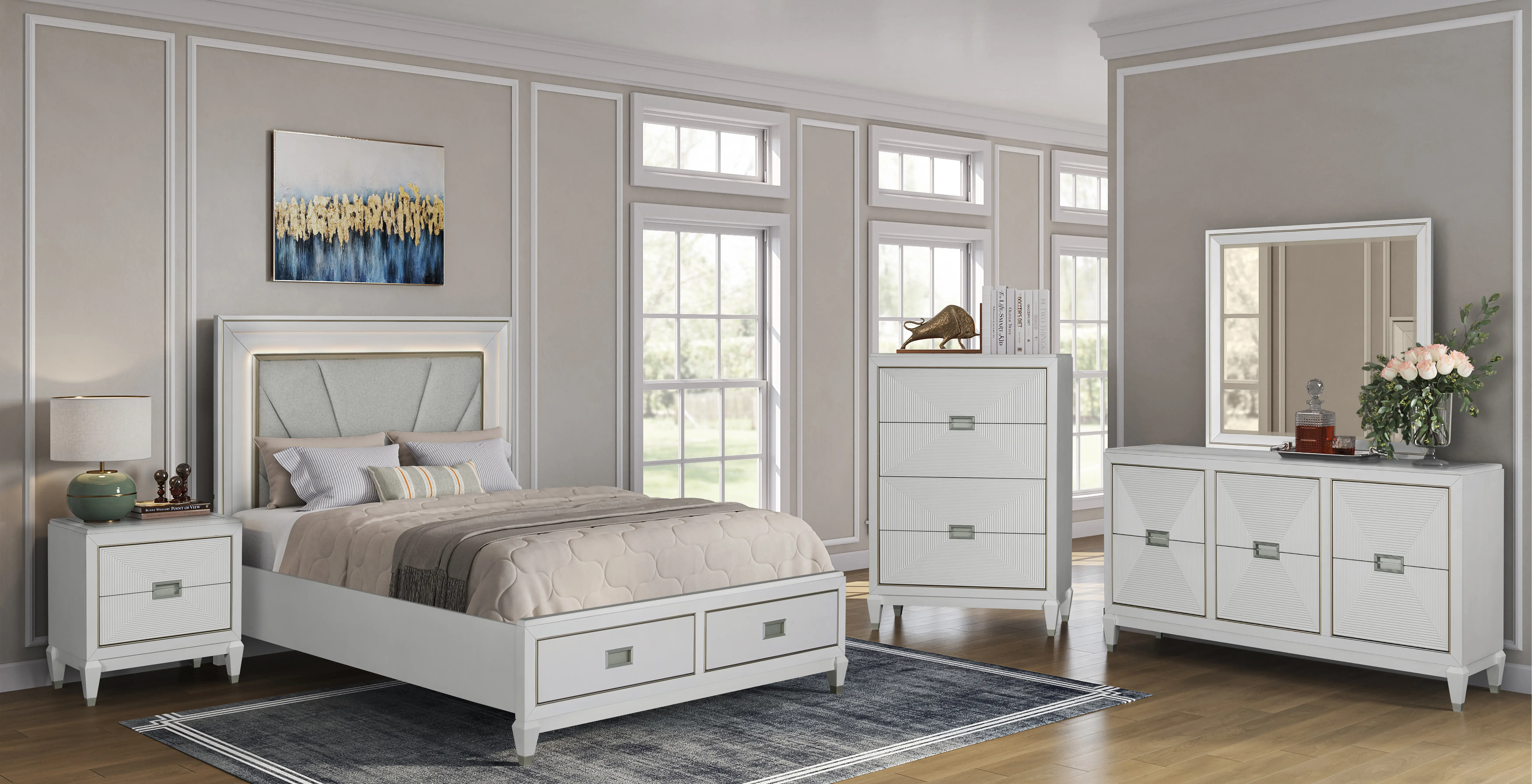 Gallia White Queen Storage Bed-2