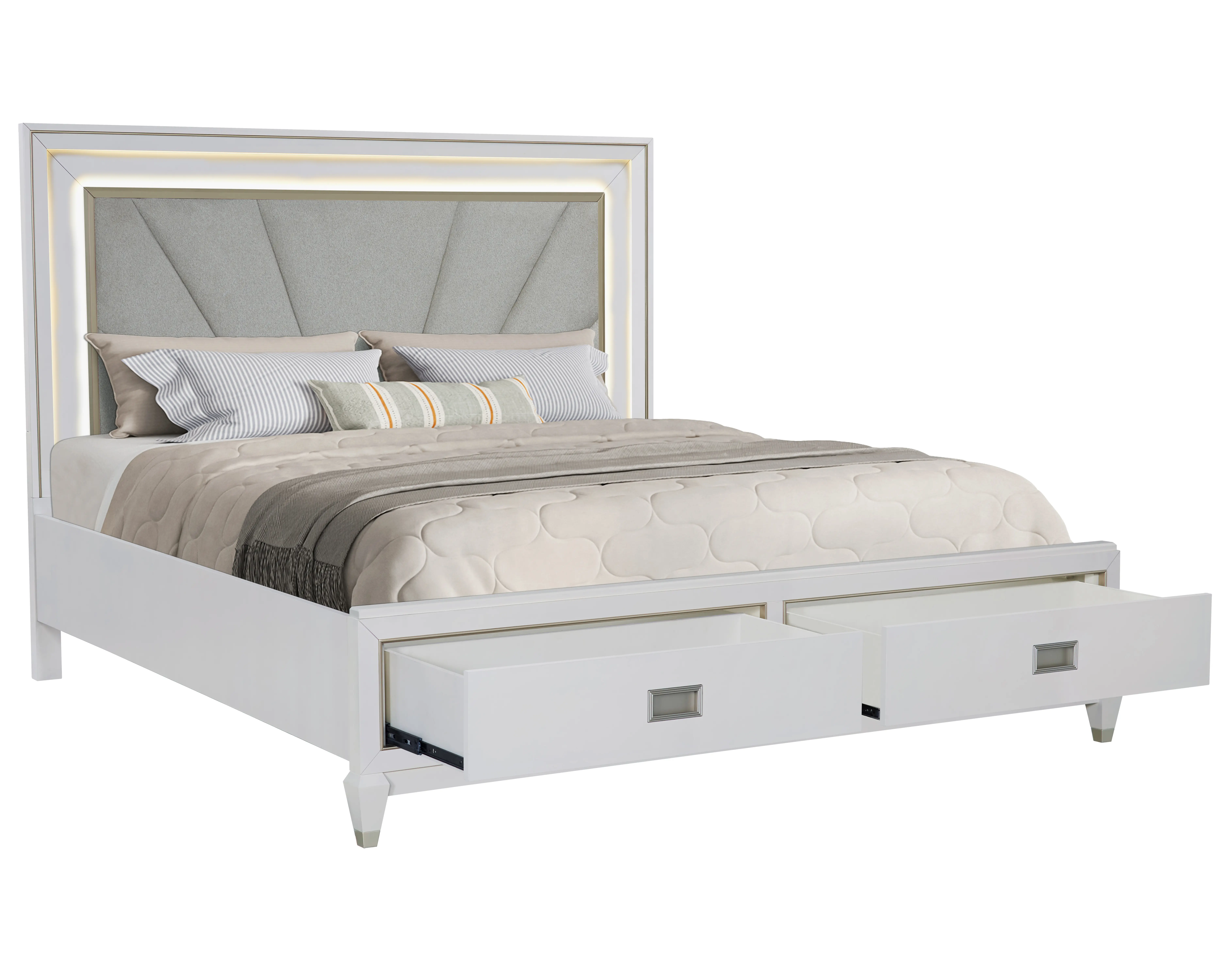 Gallia White Queen Storage Bed-3