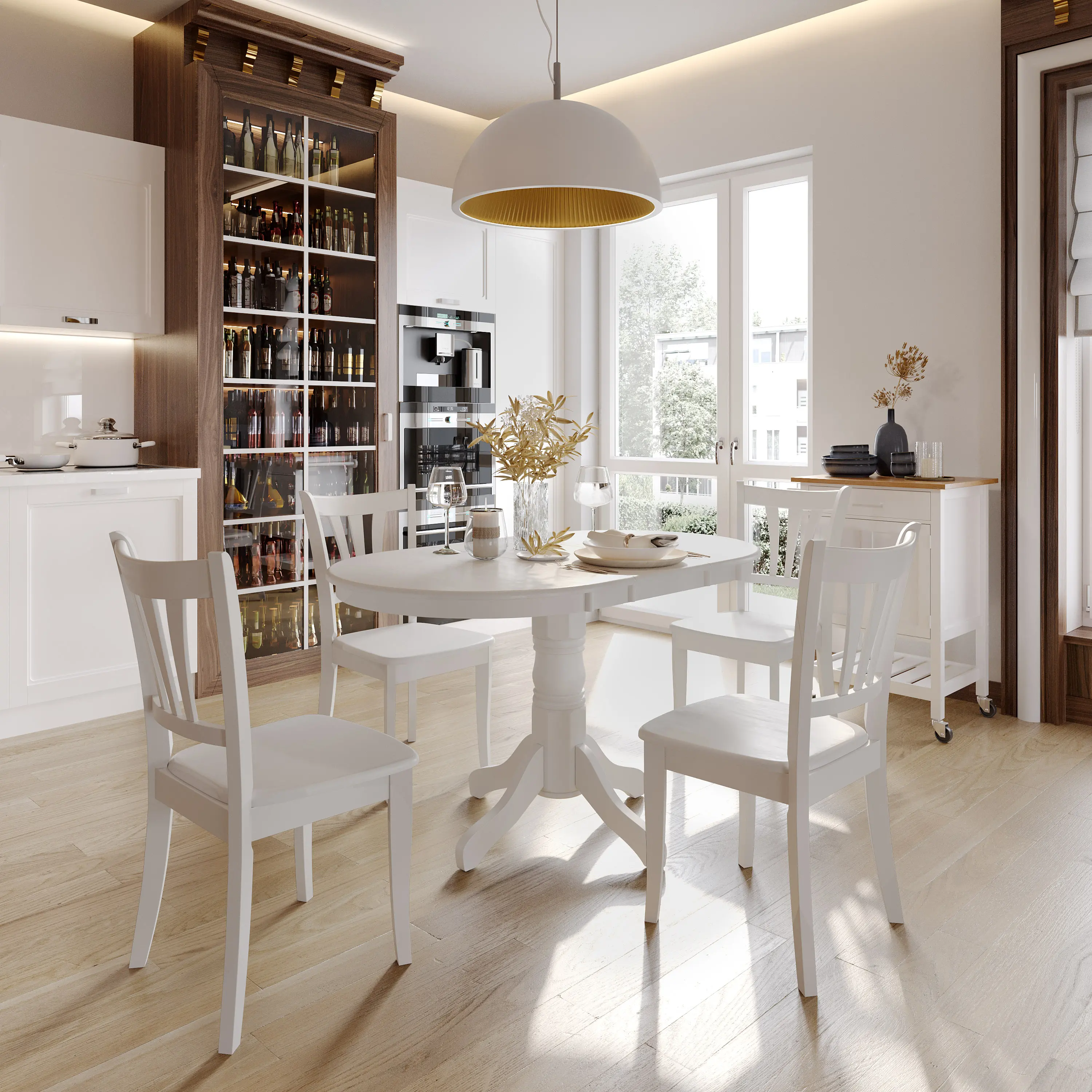 Dillon White Wood Dining Chairs, Set of 2-2