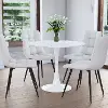 Ivo White Marble 35  Round Bistro Table with White Base