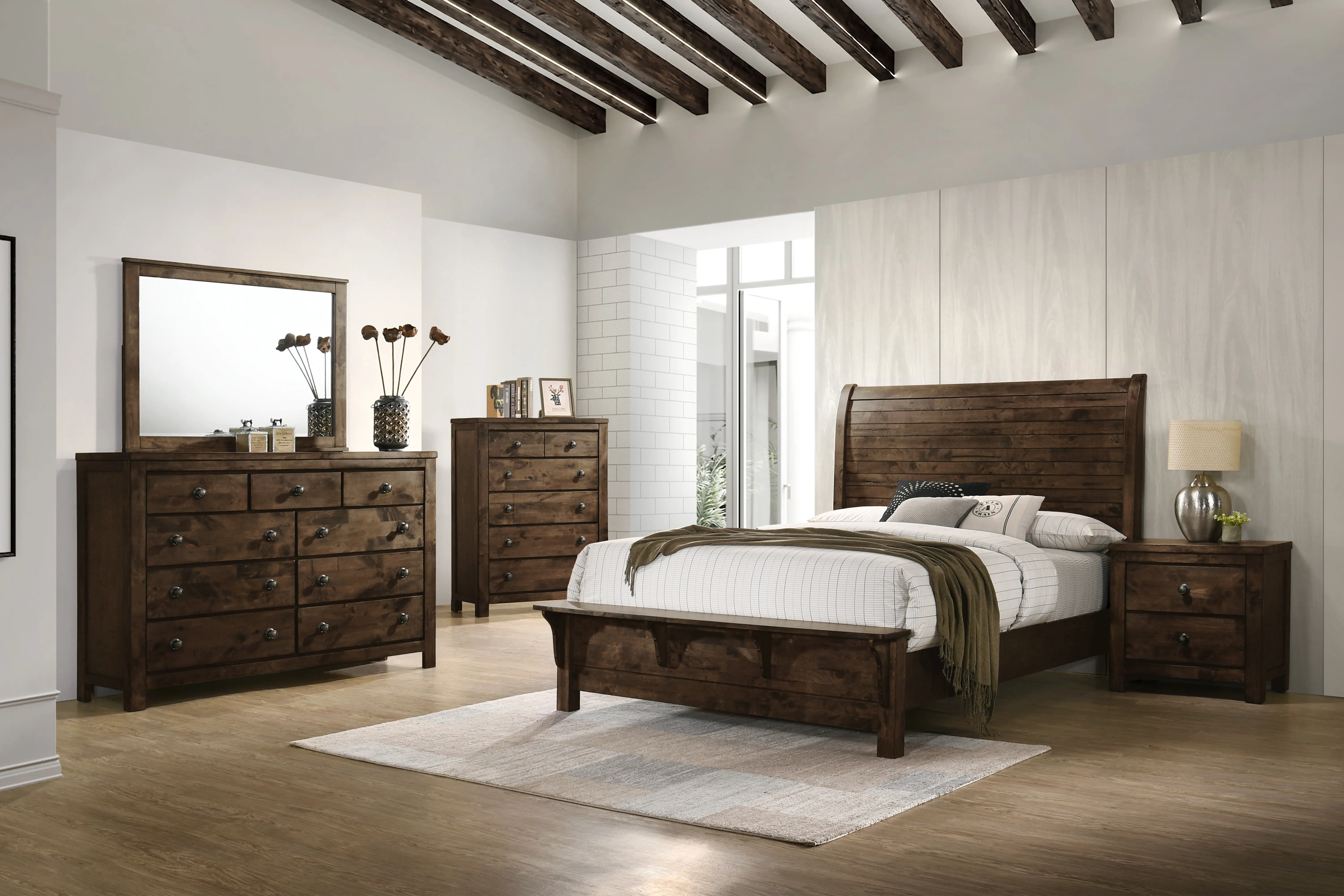Bayview Rustic Brown King Bed-2