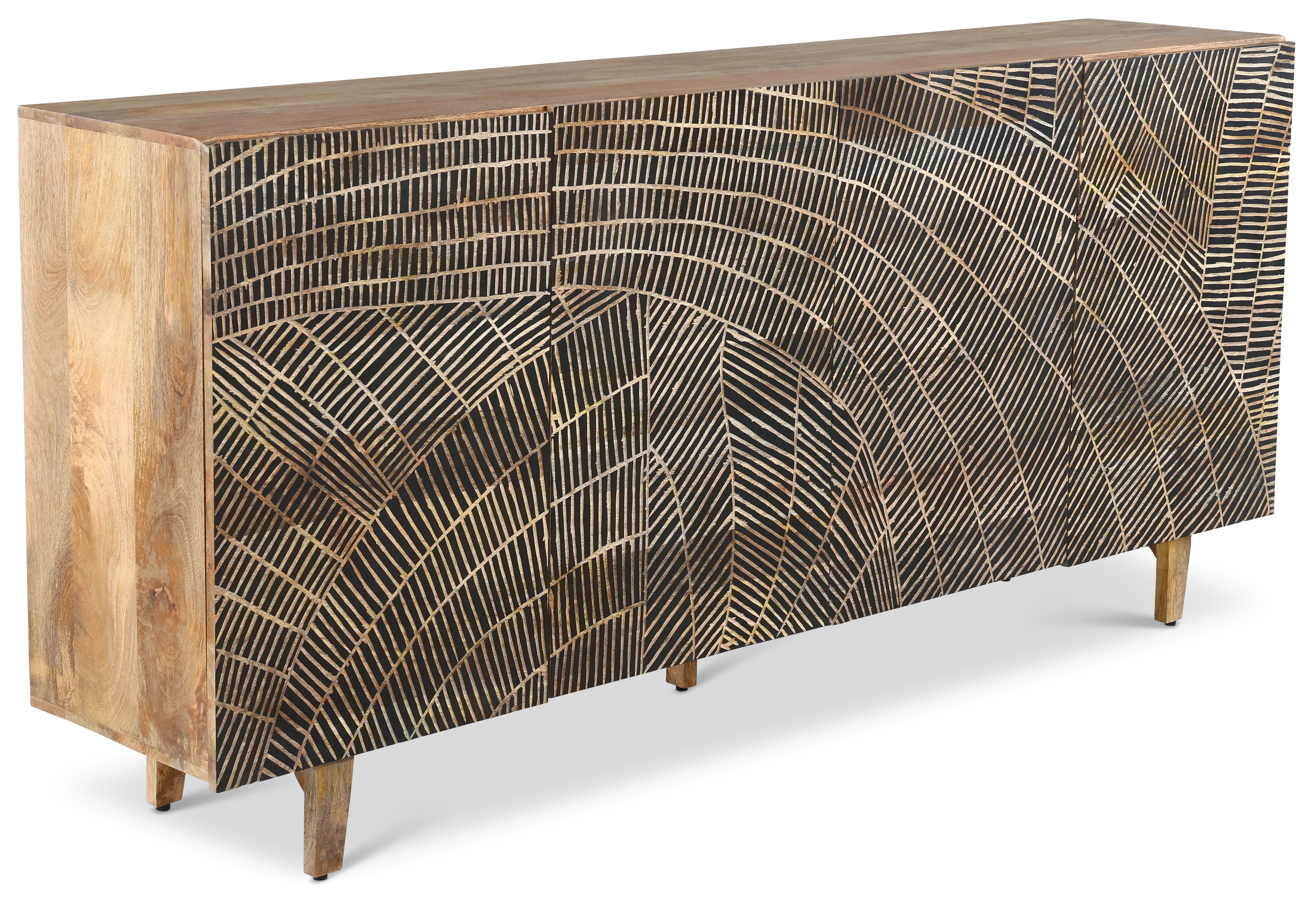 Zambia Light Brown and Black 4-Door Sideboard-1