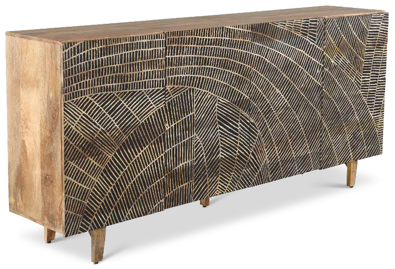 Zambia Light Brown and Black 4-Door Sideboard