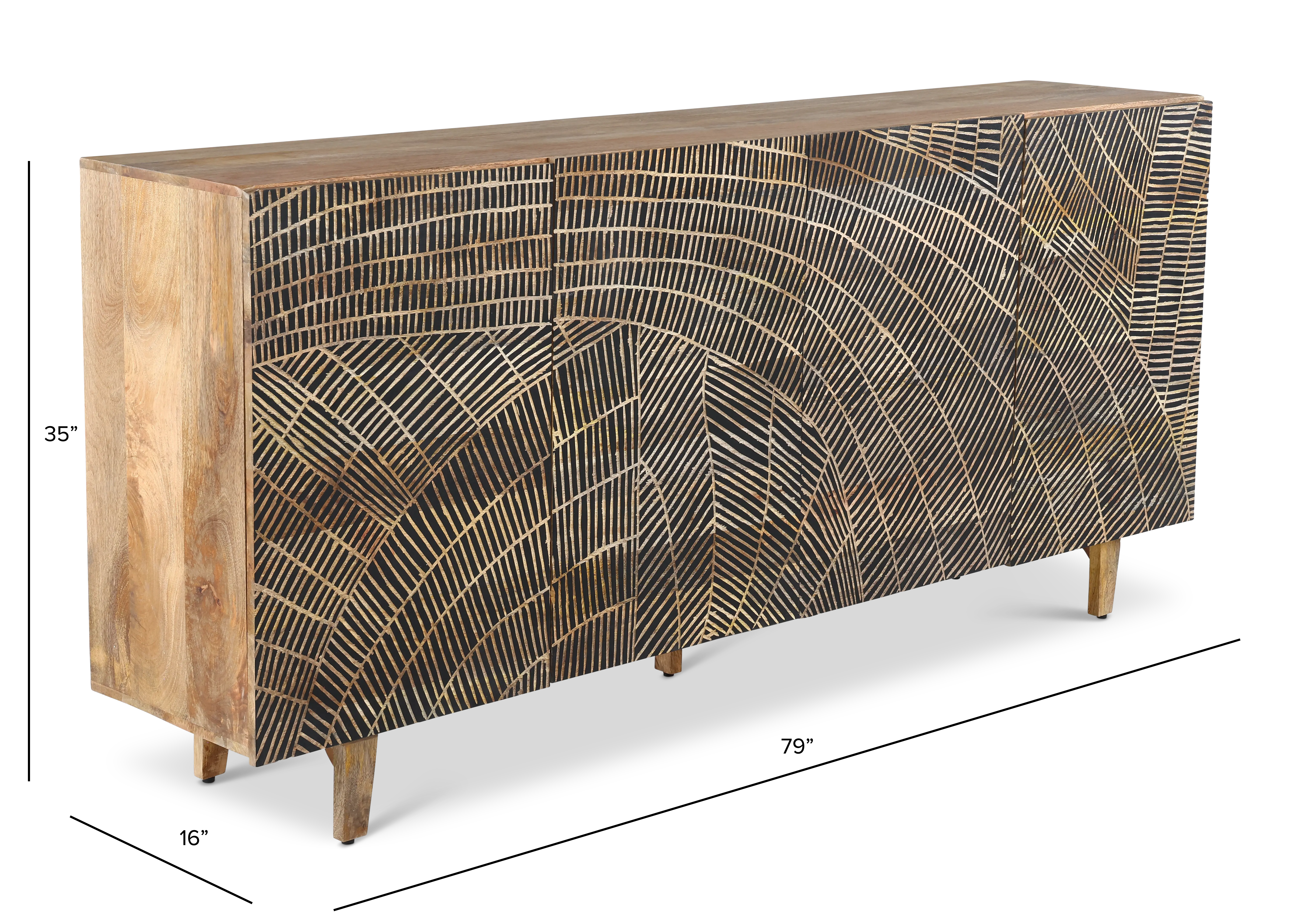 Zambia Light Brown and Black 4-Door Sideboard-3