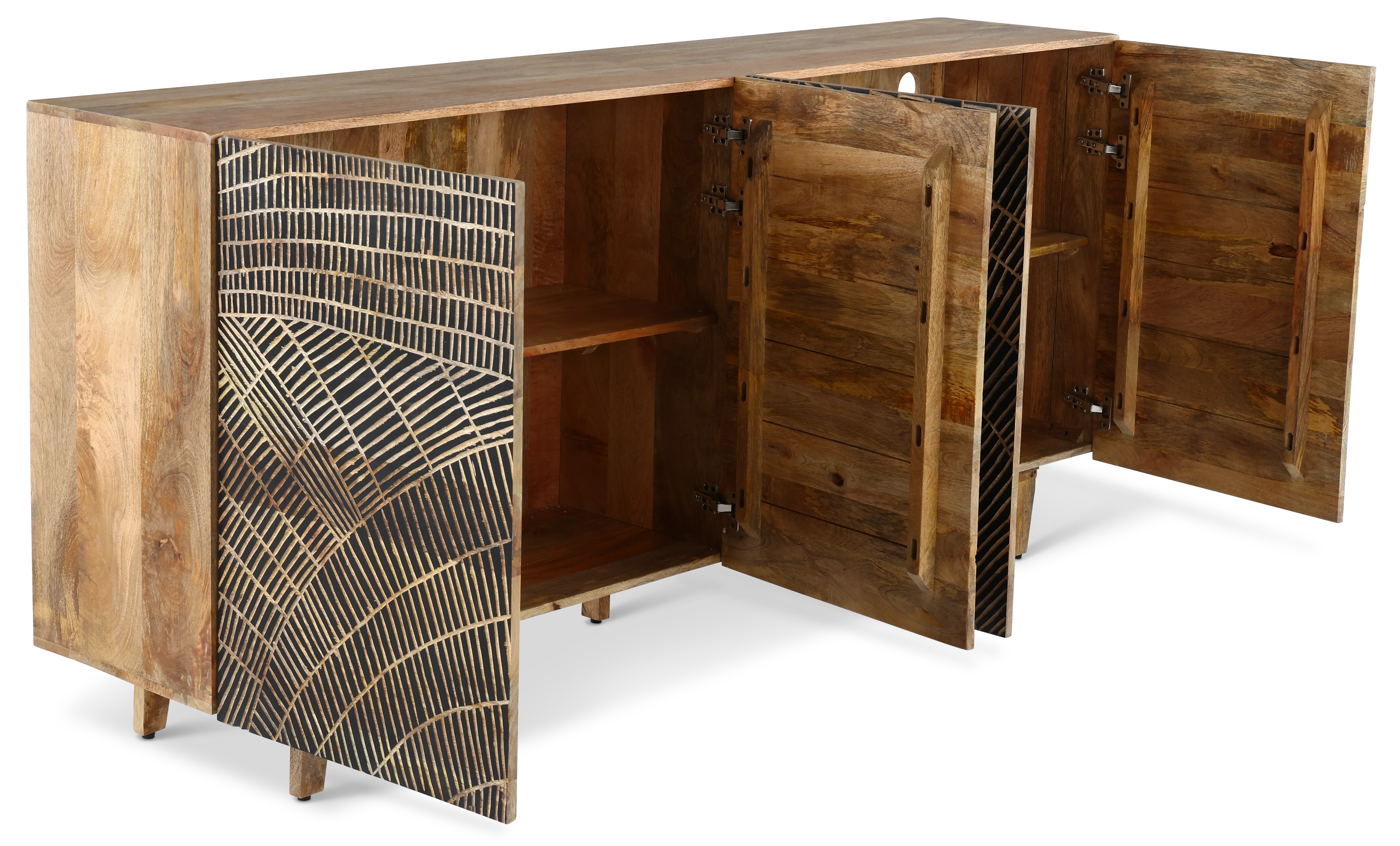 Zambia Light Brown and Black 4-Door Sideboard-2