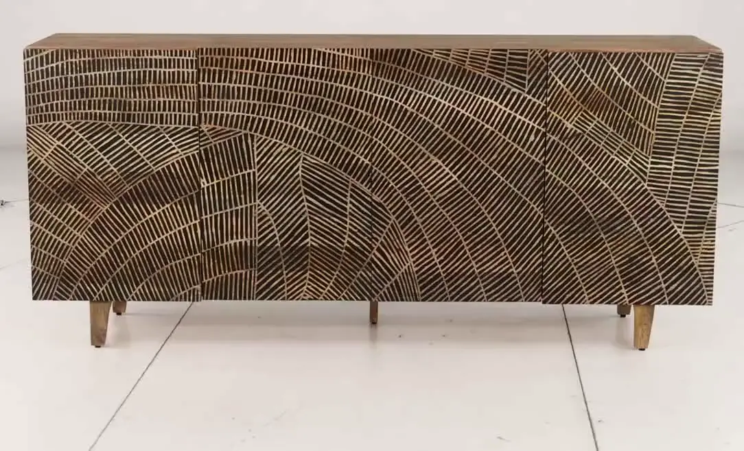 Zambia Light Brown and Black 4-Door Sideboard-8