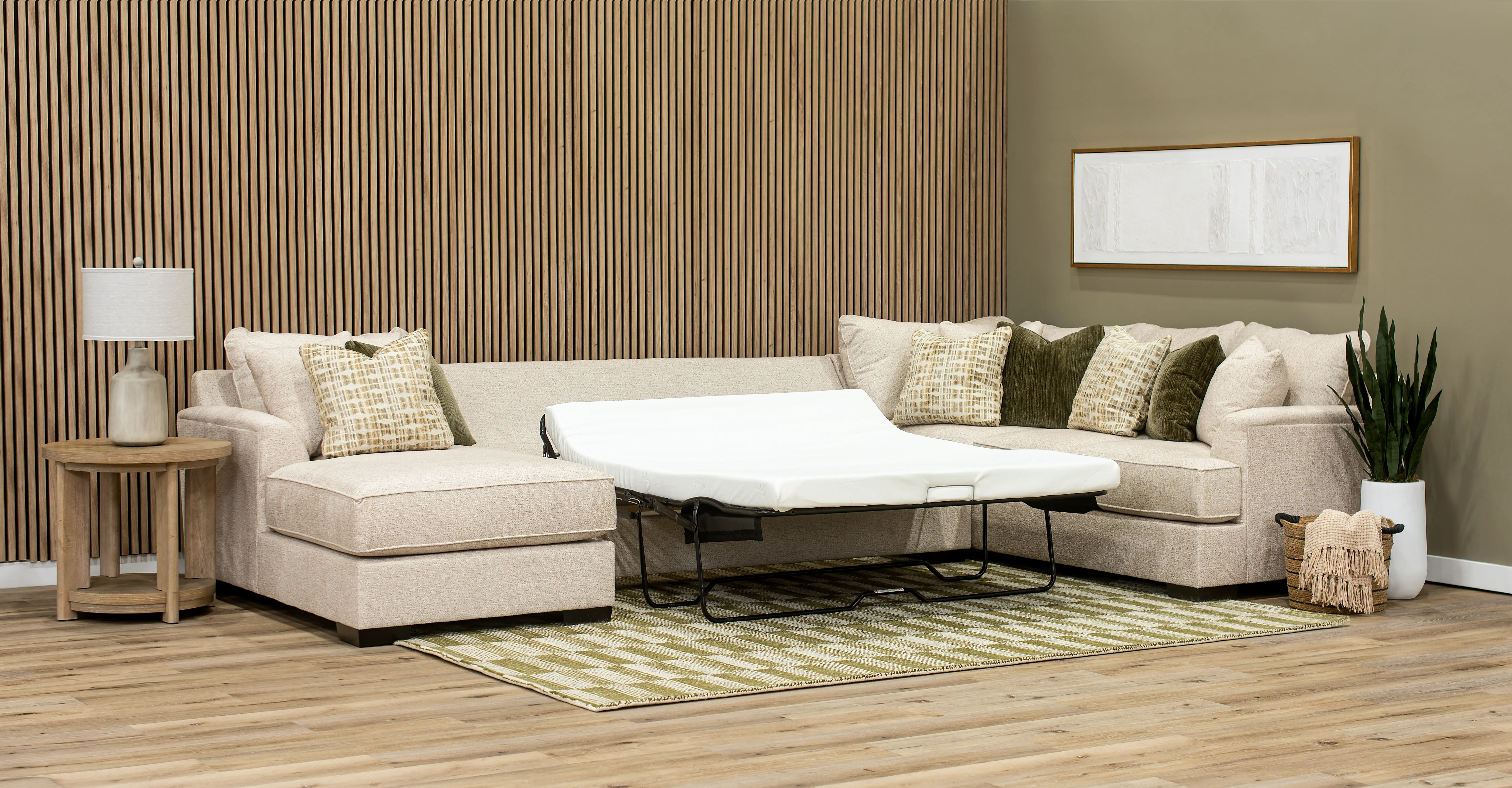 3PC/TRANQUILITY/OPT.5 Tranquility Beige 3 Piece Sectional with Sofa Bed-2