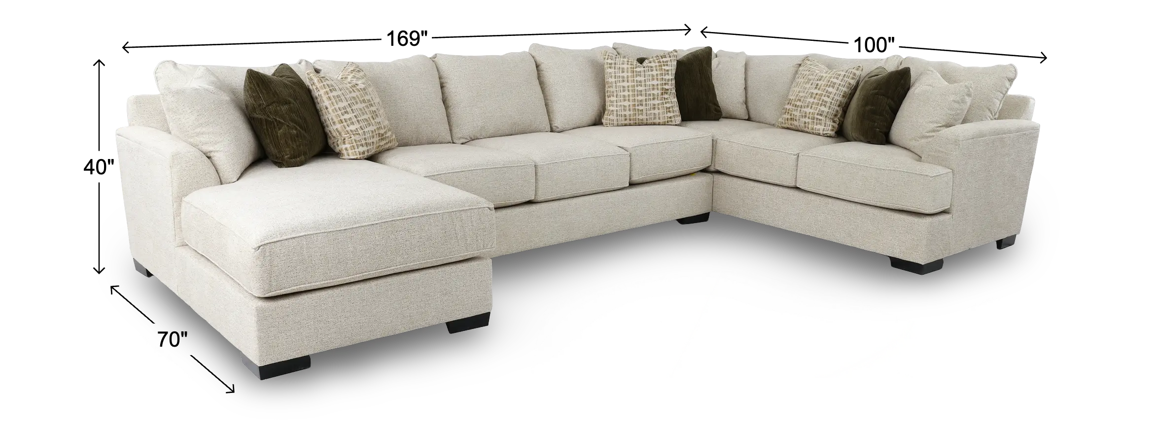 3PC/TRANQUILITY/OPT.5 Tranquility Beige 3 Piece Sectional with Sofa Bed-3