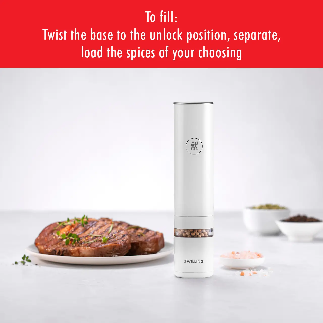 Zwilling Enfinigy White Electric Salt and Pepper Mill-9