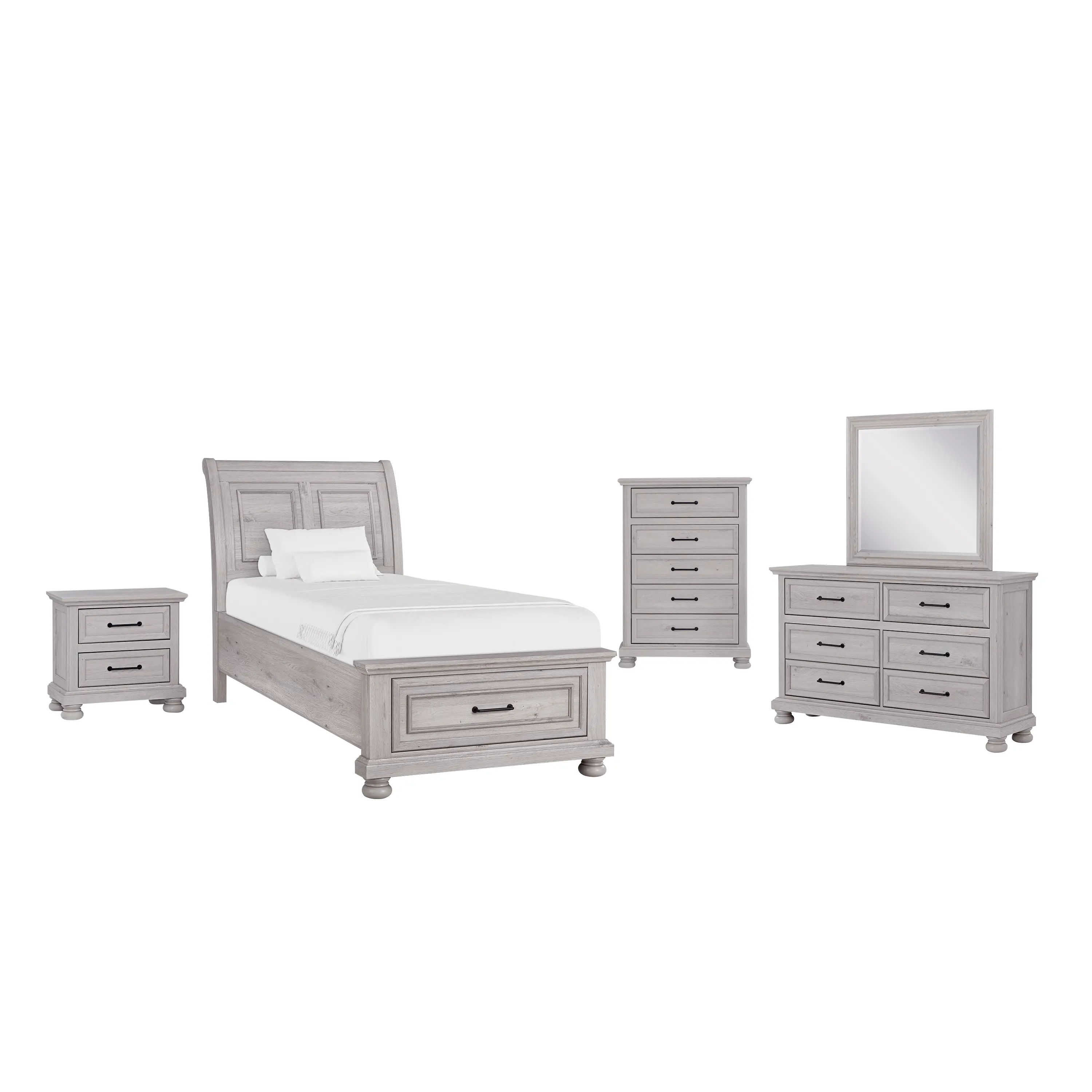 Woodcreek Light Gray Twin Storage Bed-2