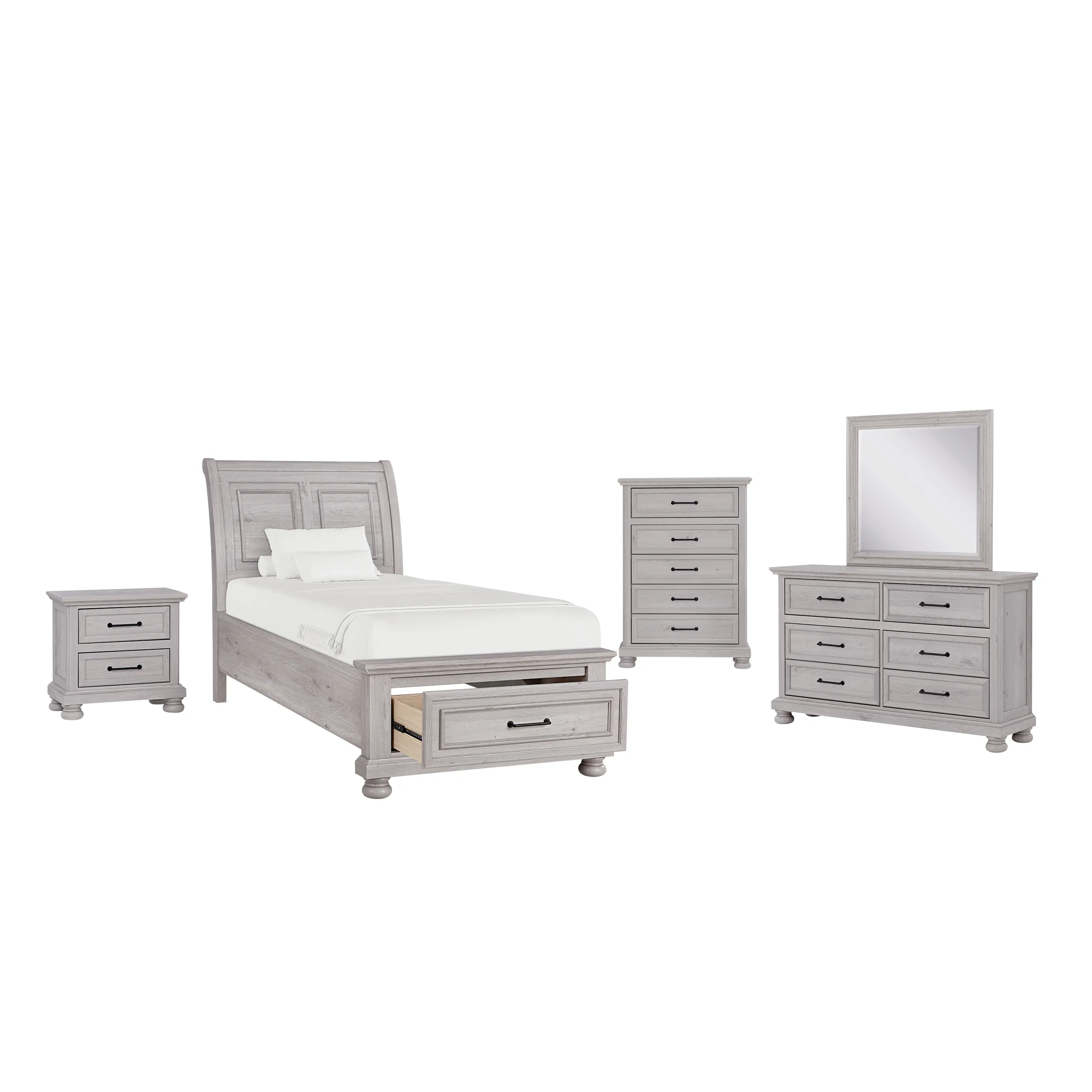 Woodcreek Light Gray Twin Storage Bed-6