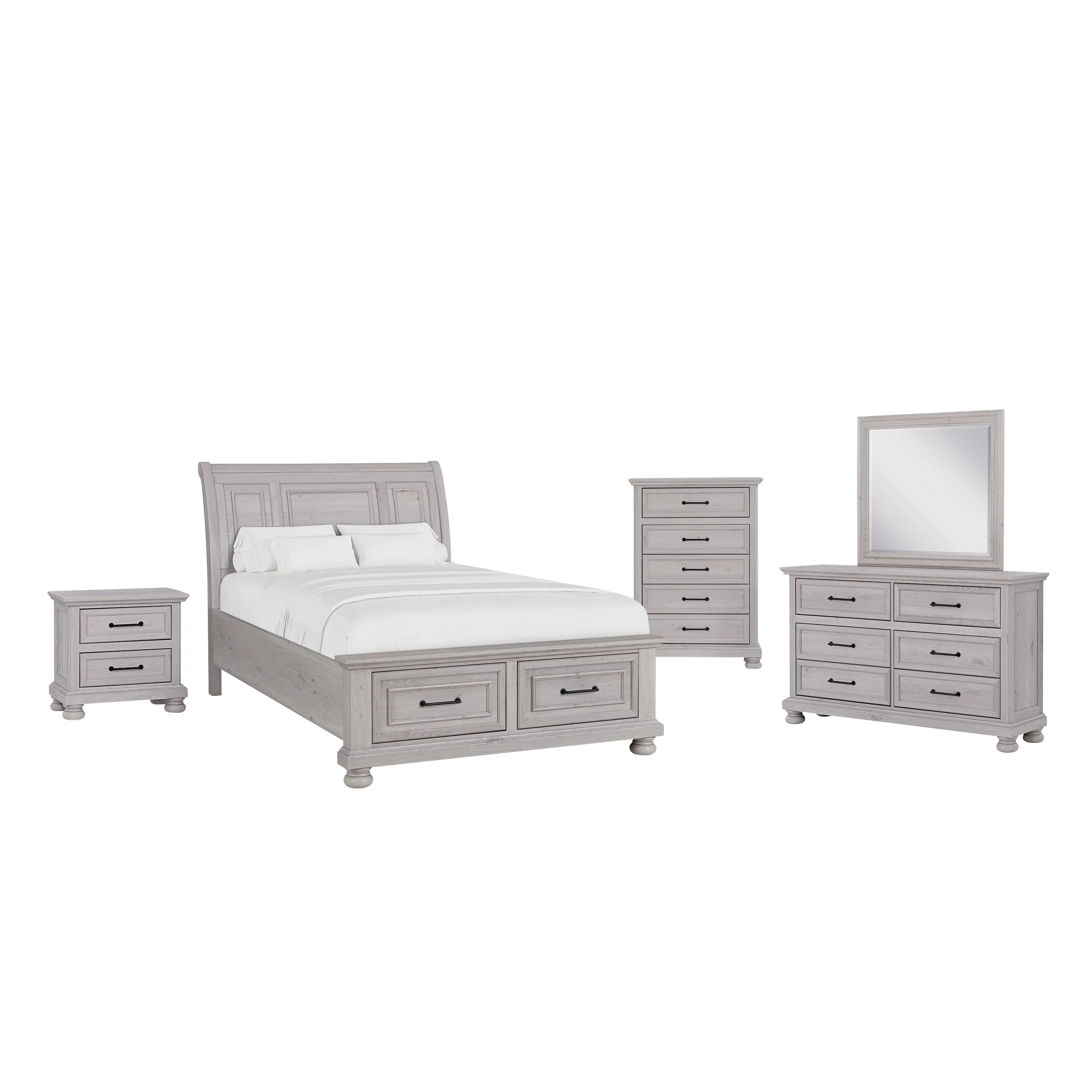 Woodcreek Light Gray Full Storage Bed-2