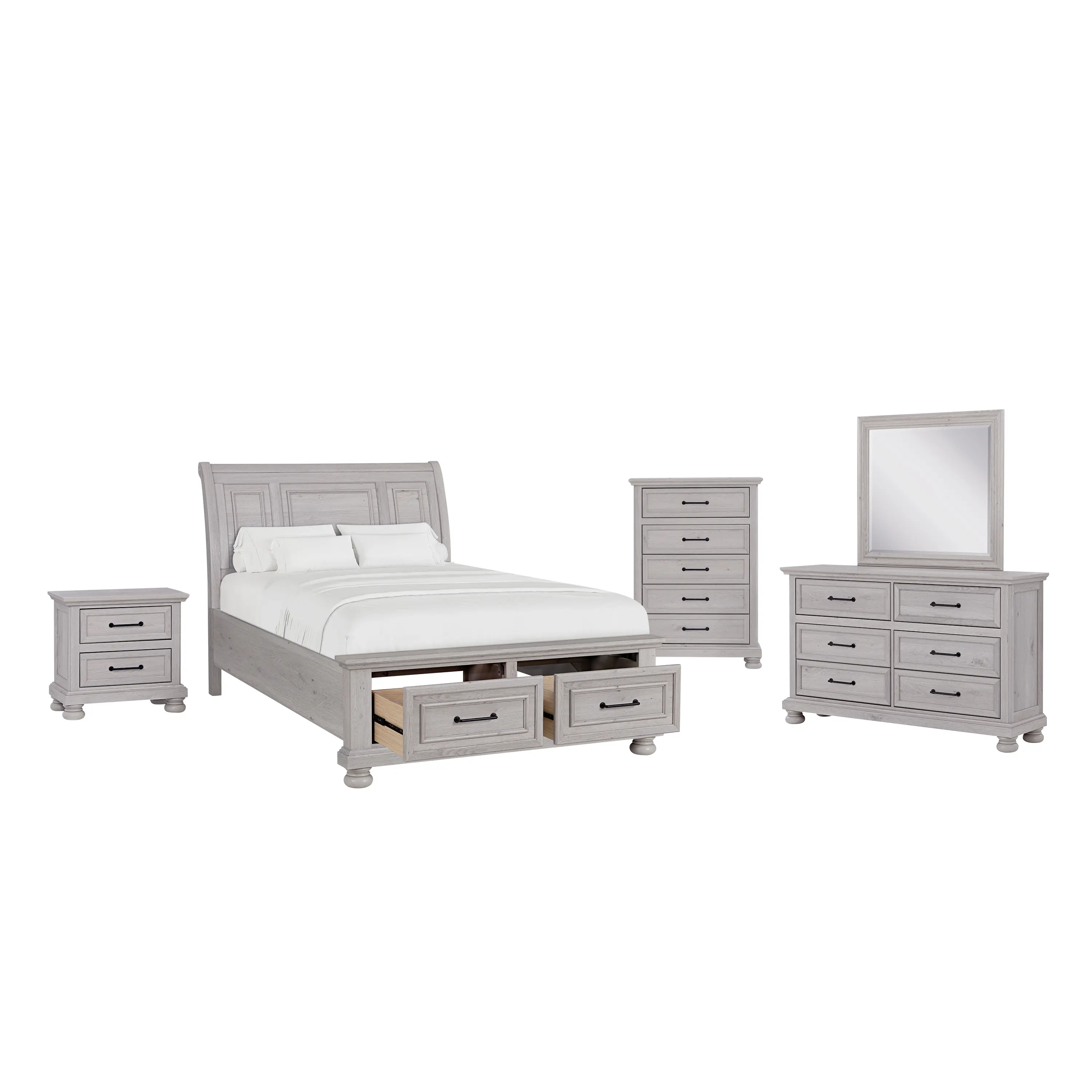 Woodcreek Light Gray Full Storage Bed-7