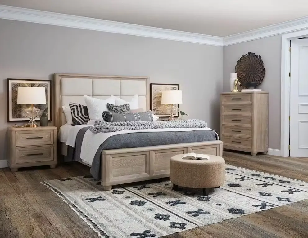 Dawson Butternut Light Brown Upholstered King Bed-2
