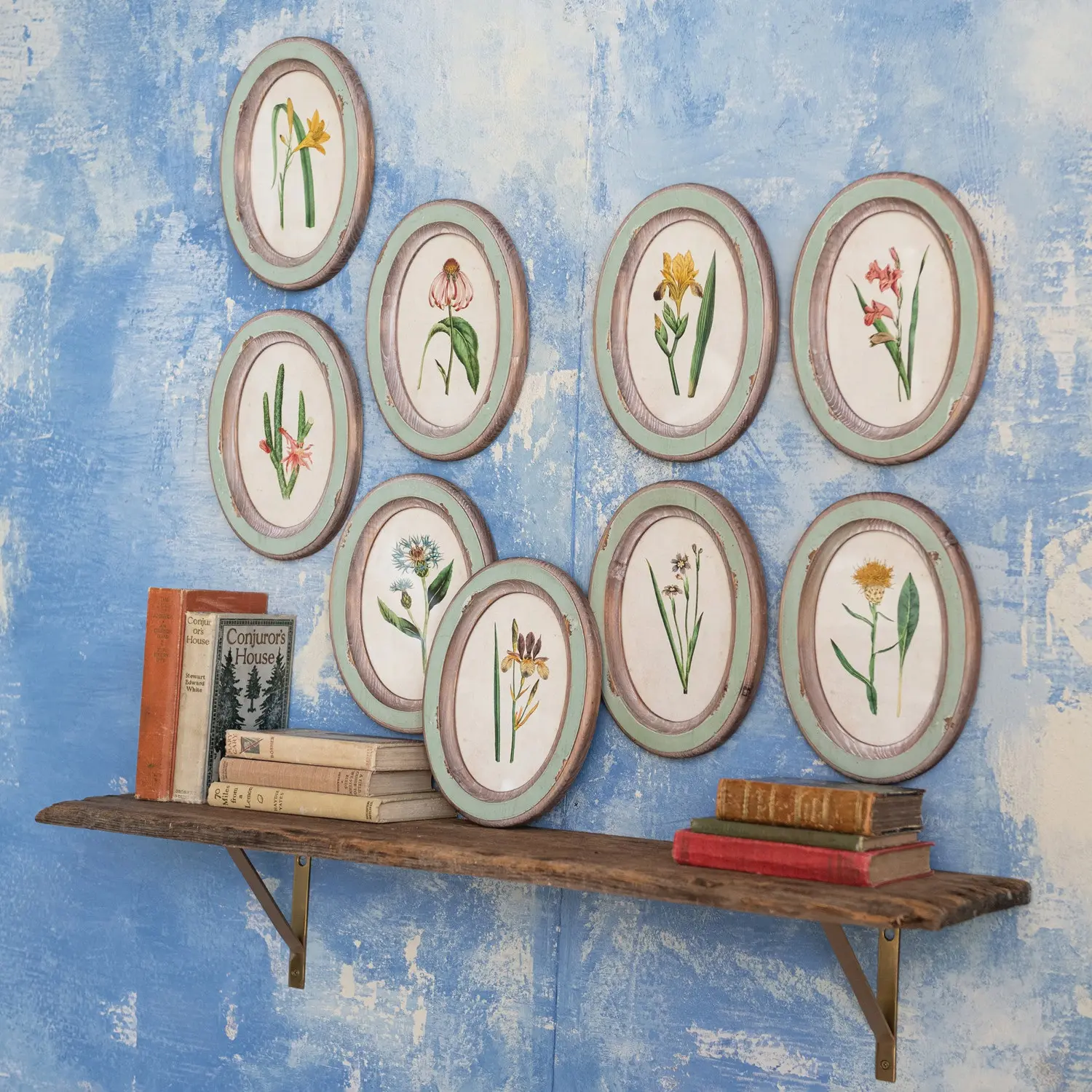 DG0700-A/9-IND Assorted Wood Framed Flower Wall Decor-2