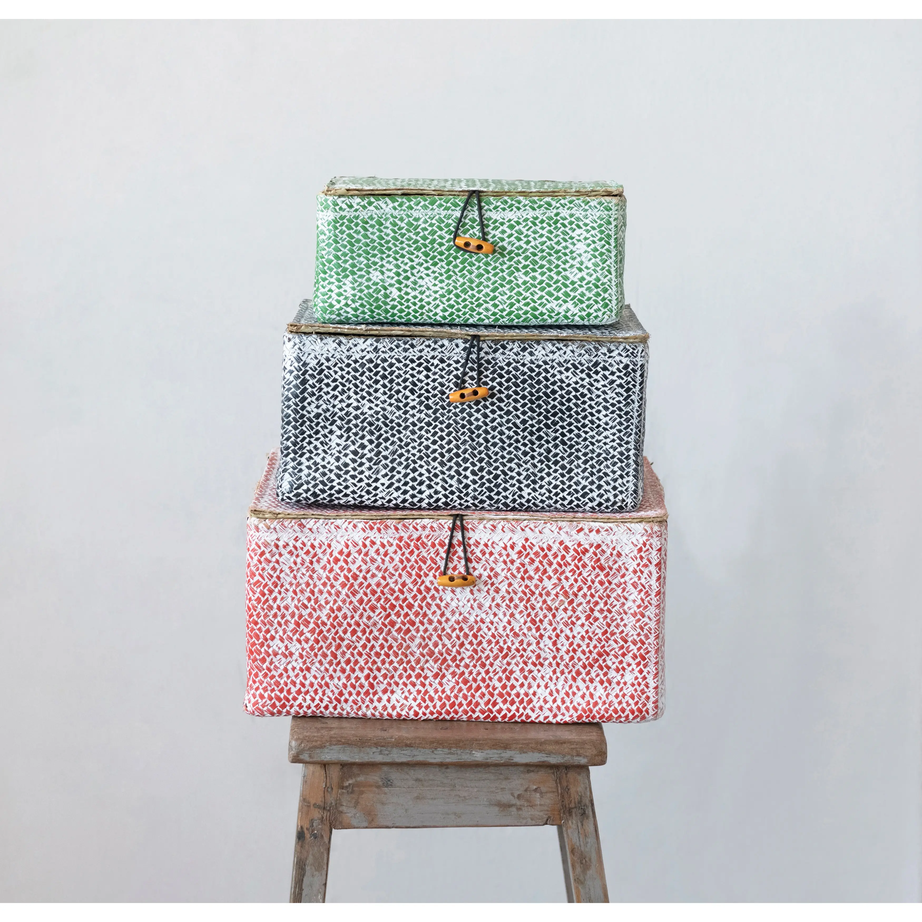DF5895/SML Small Hand-Woven Palm Leaf Boxes-2