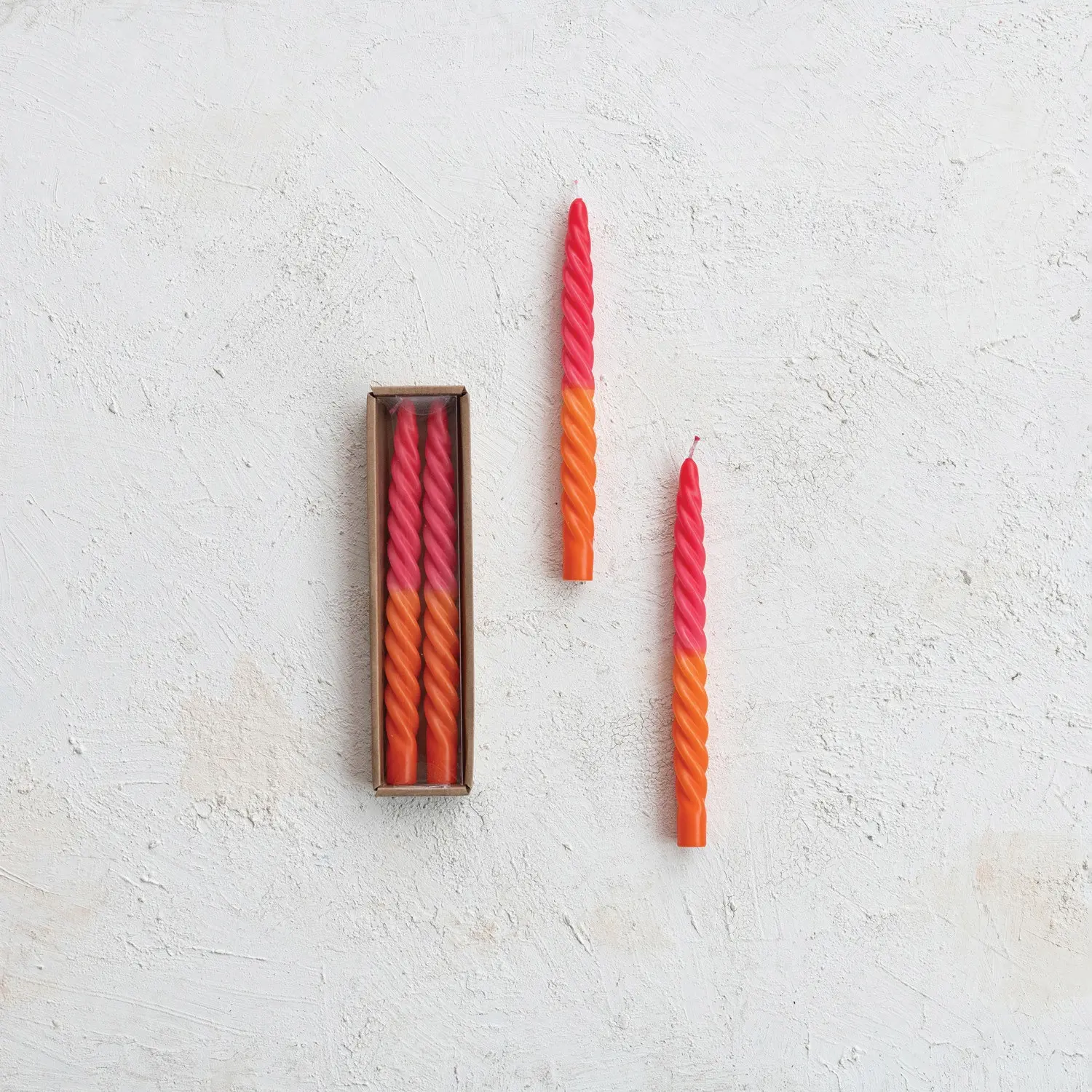 CD2229 Unscented Twisted Taper Candle - Pink and Orange-2