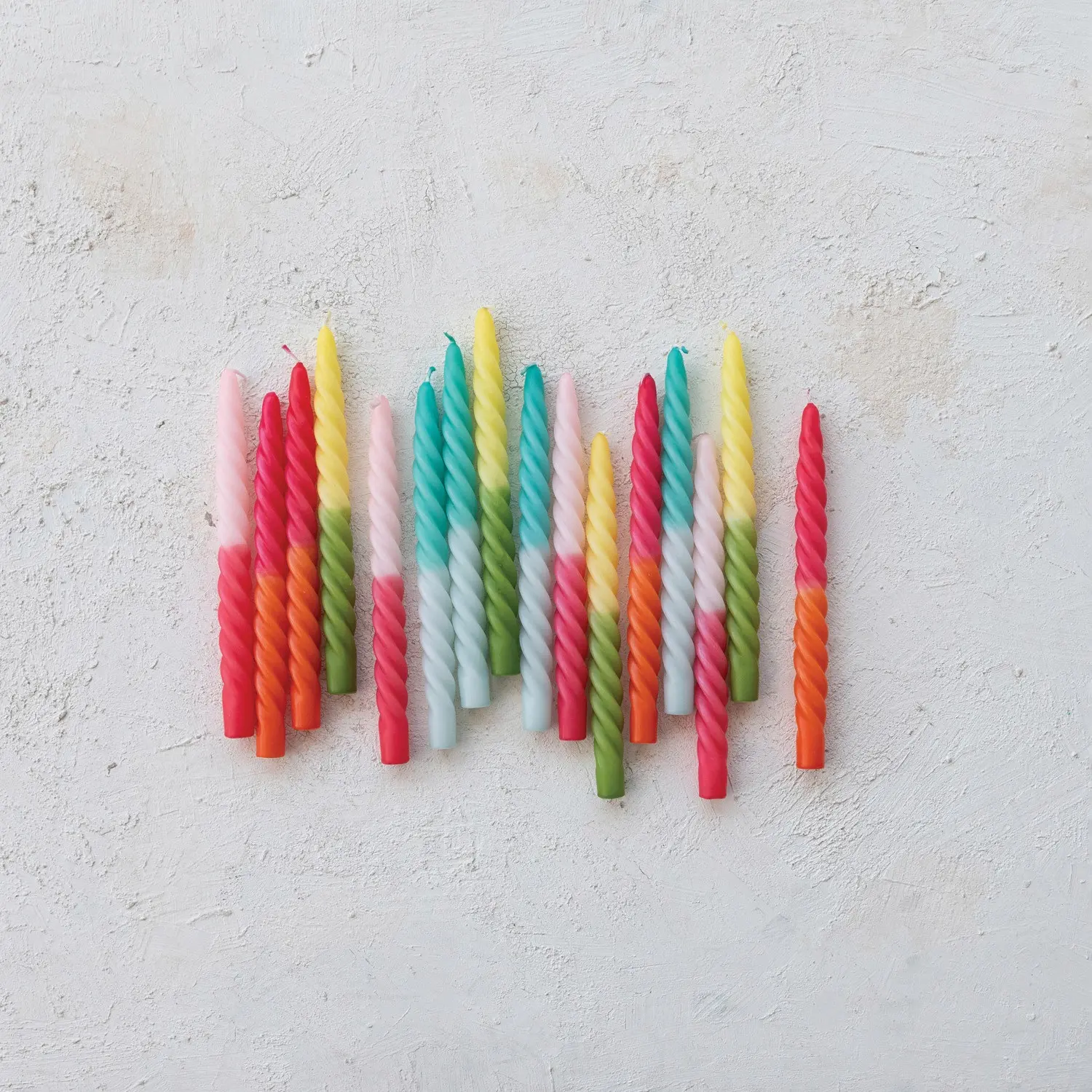 CD2227 Unscented Twisted Taper Candles - Green and Yellow-3