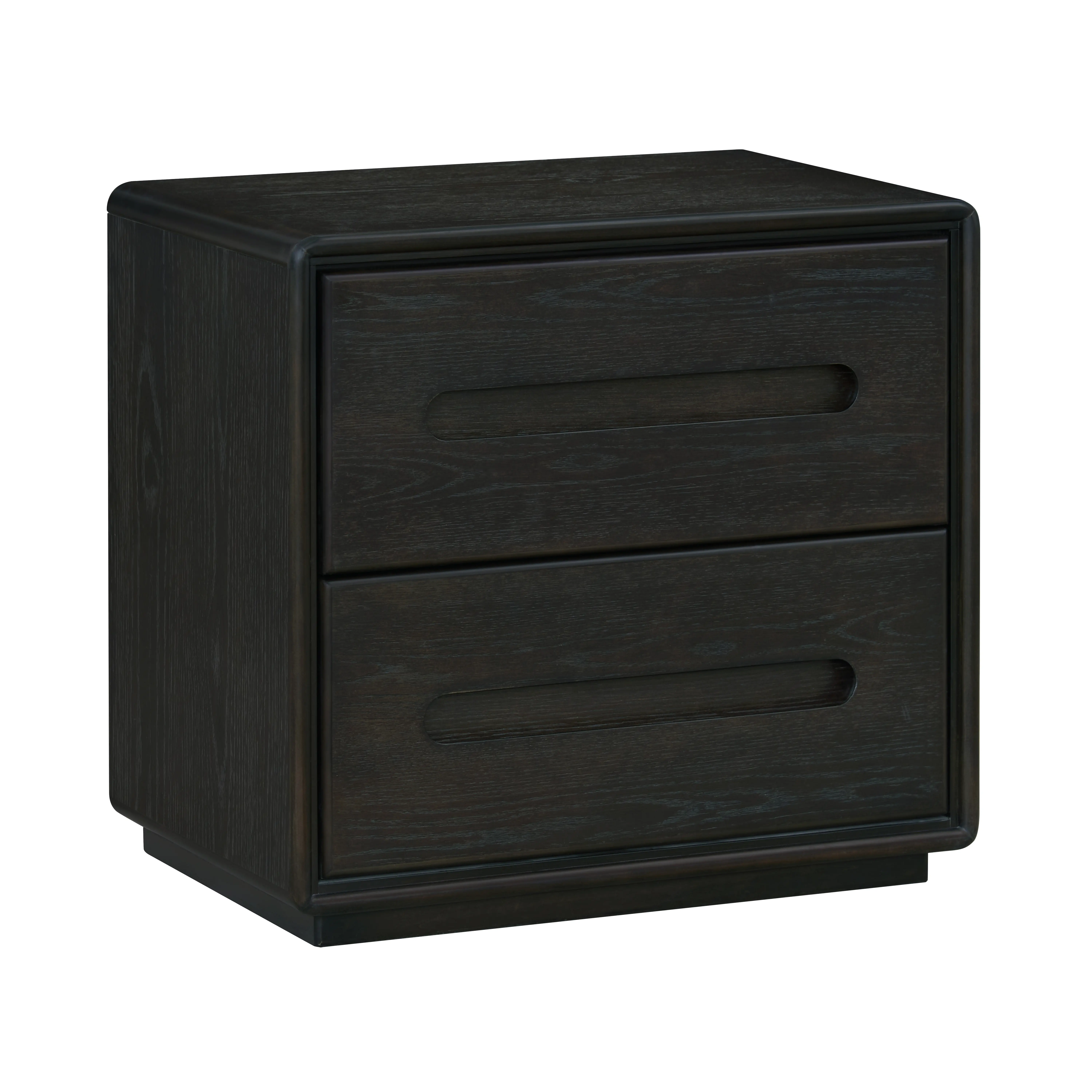 Polaris Black 2-Drawer Nightstand-1