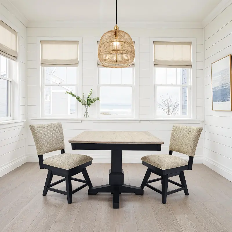 Riviera Dark Brown and Natural Upholstered Swivel Dining Chair