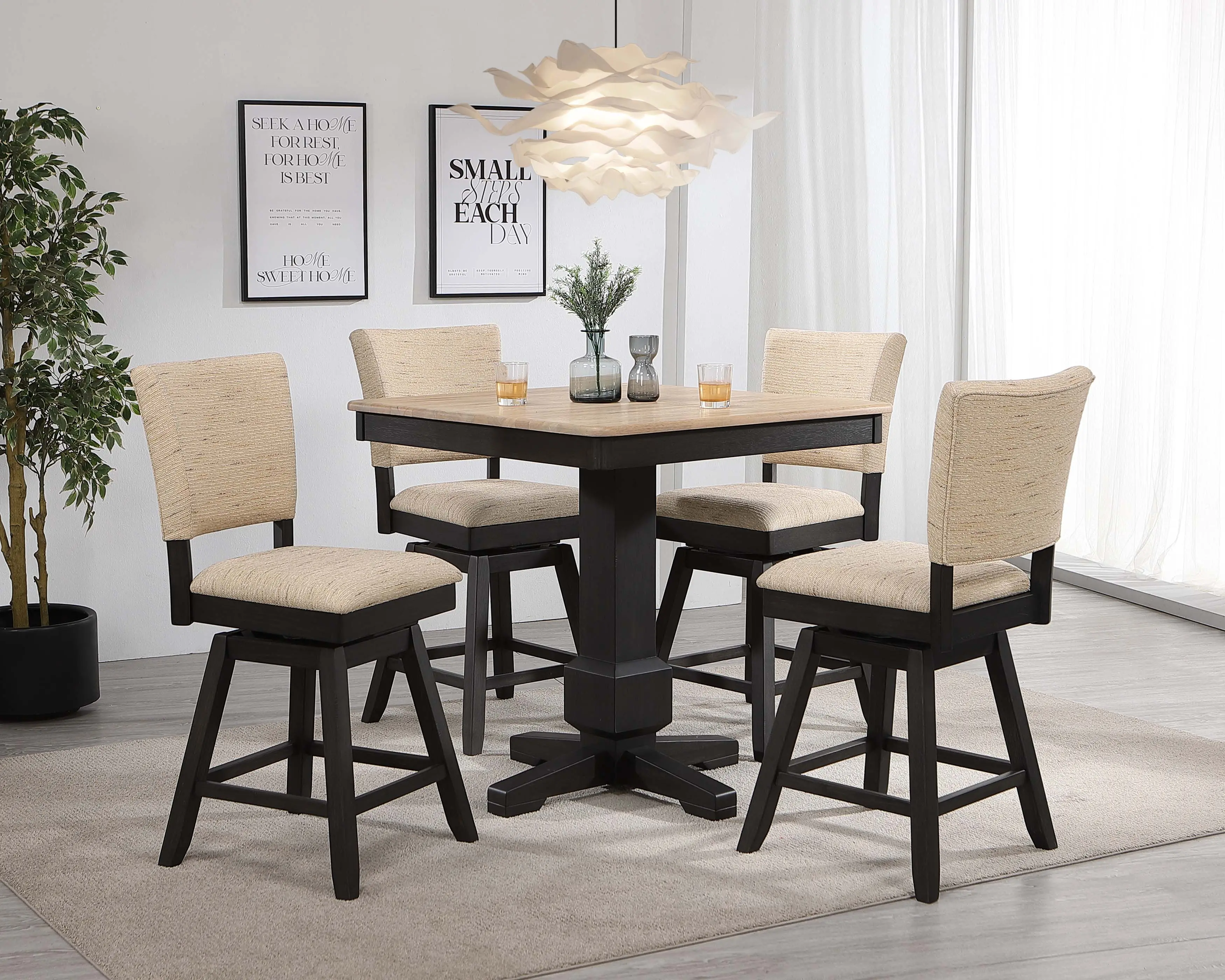 Riviera Espresso and Natural 5-Piece Counter-Height Dining Set-1