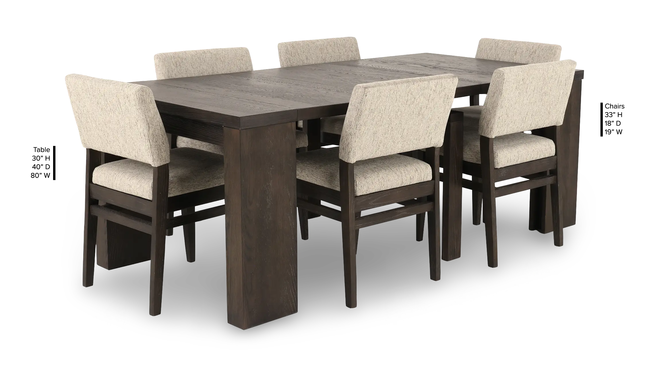 Flex Dark Brown Oak 5-Piece Dining Set with 5-20 Leaves-9