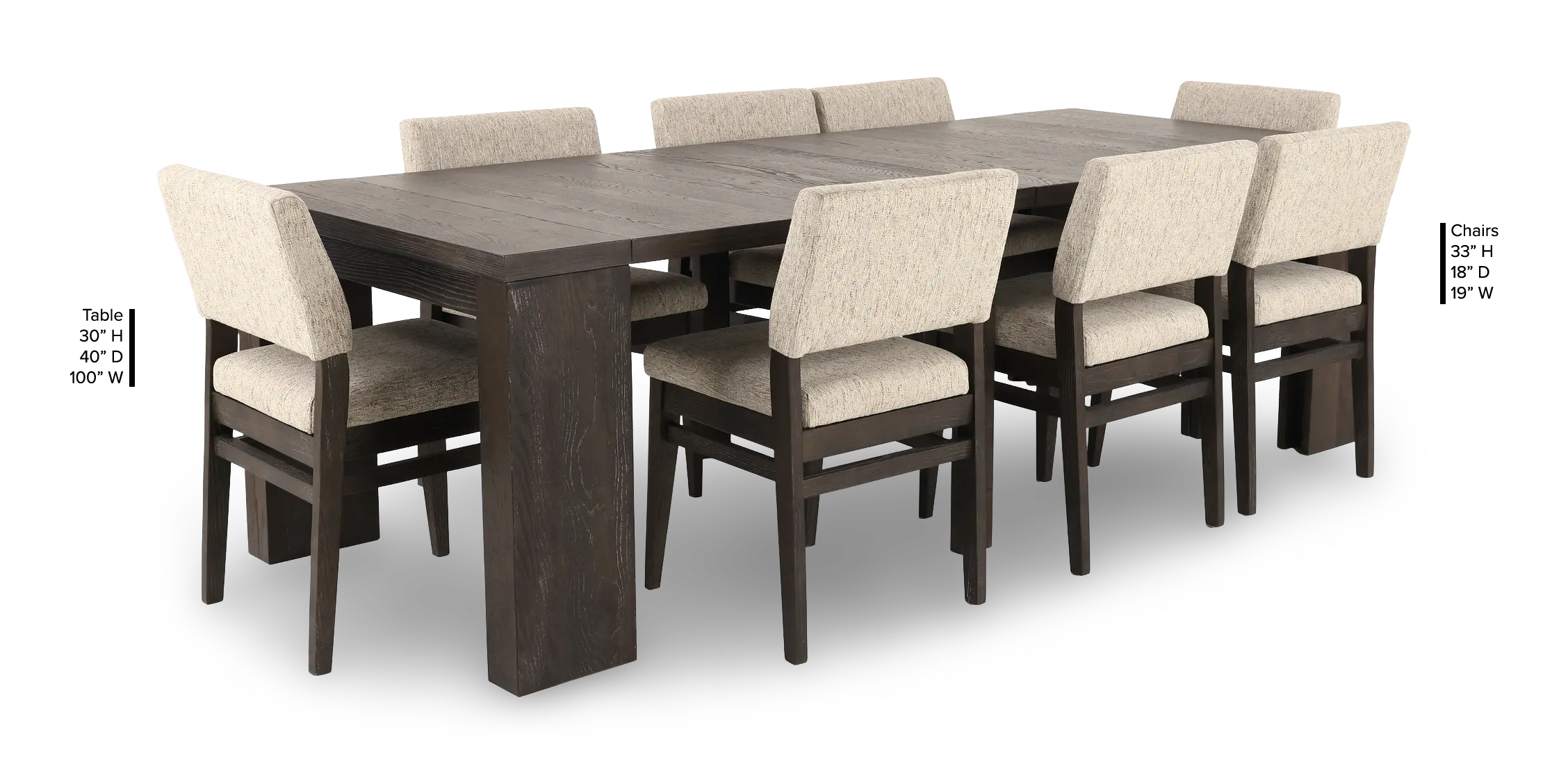 Flex Dark Brown Oak 5-Piece Dining Set with 5-20 Leaves-10
