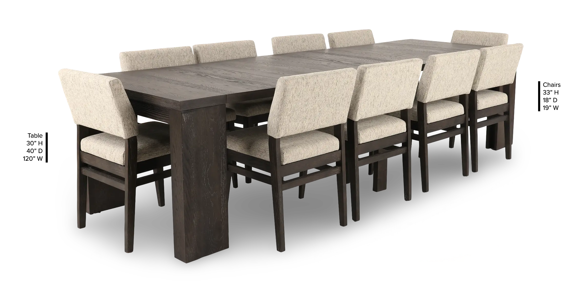 Flex Dark Brown Oak 5-Piece Dining Set with 5-20 Leaves-12