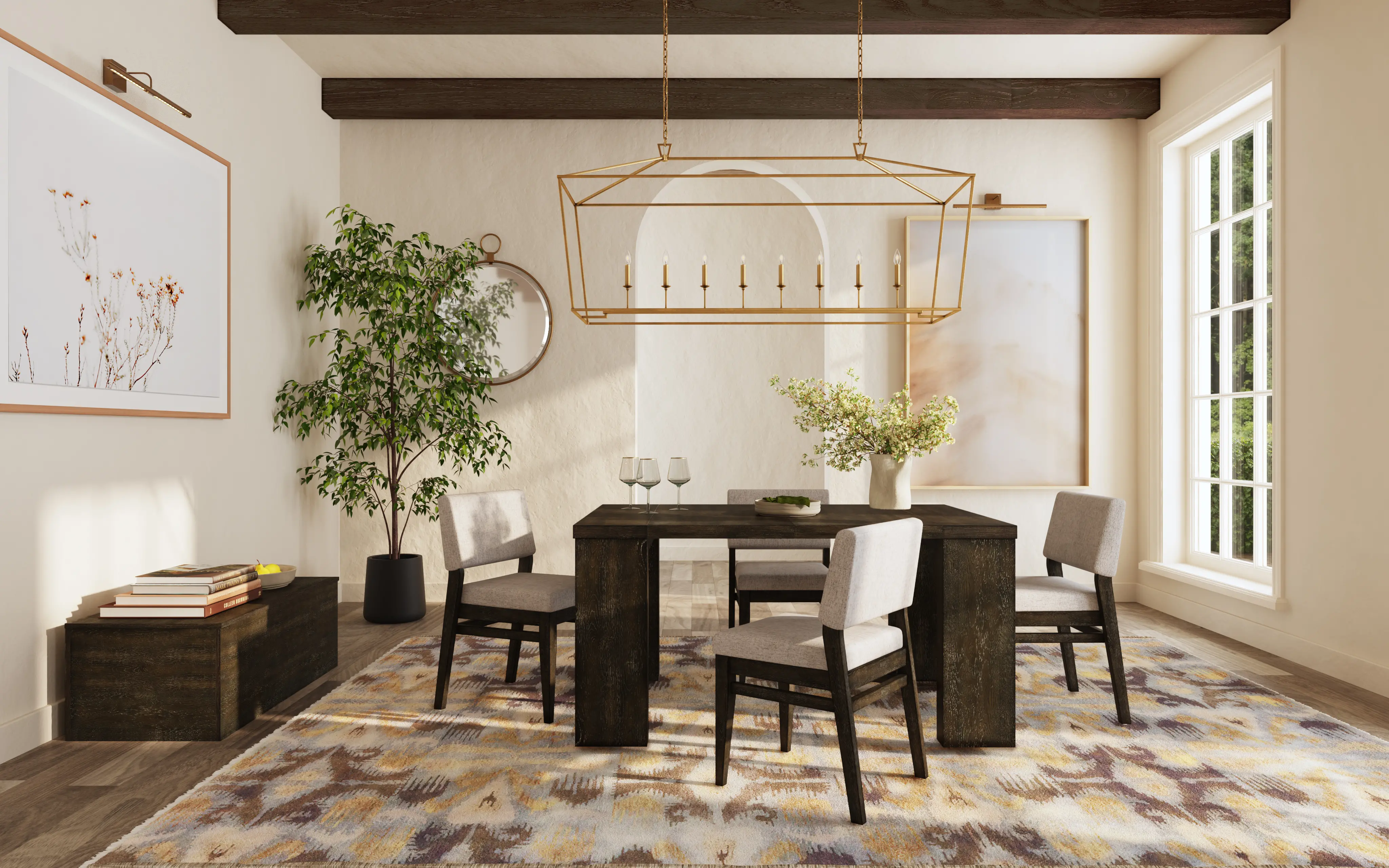 Flex Dark Brown Oak 5-Piece Dining Set with 5-20 Leaves-16