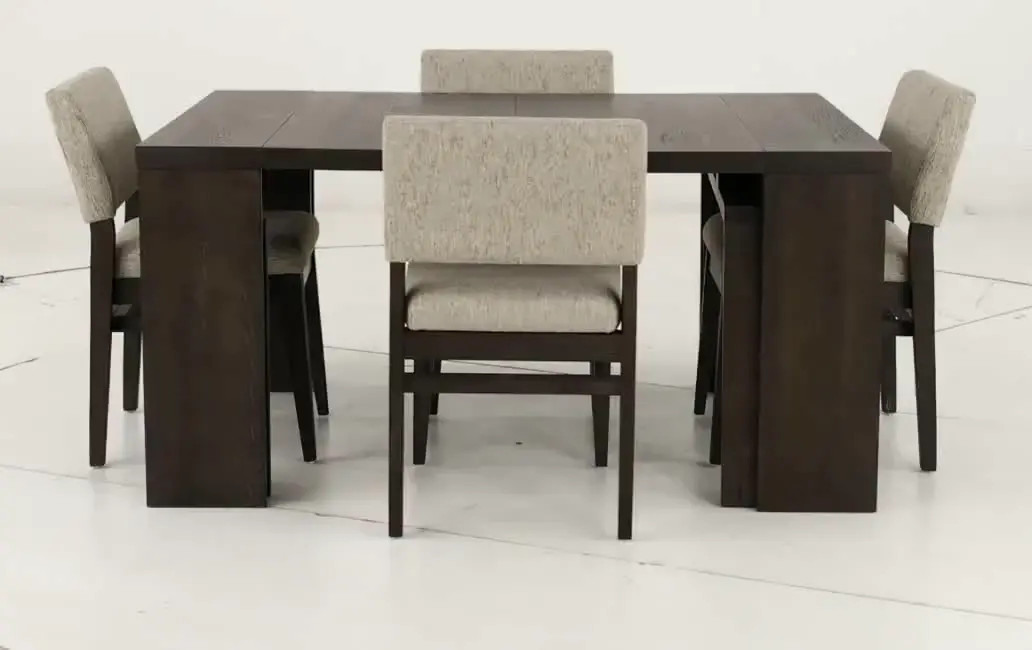 Flex Dark Brown Oak 5-Piece Dining Set with 5-20 Leaves-19