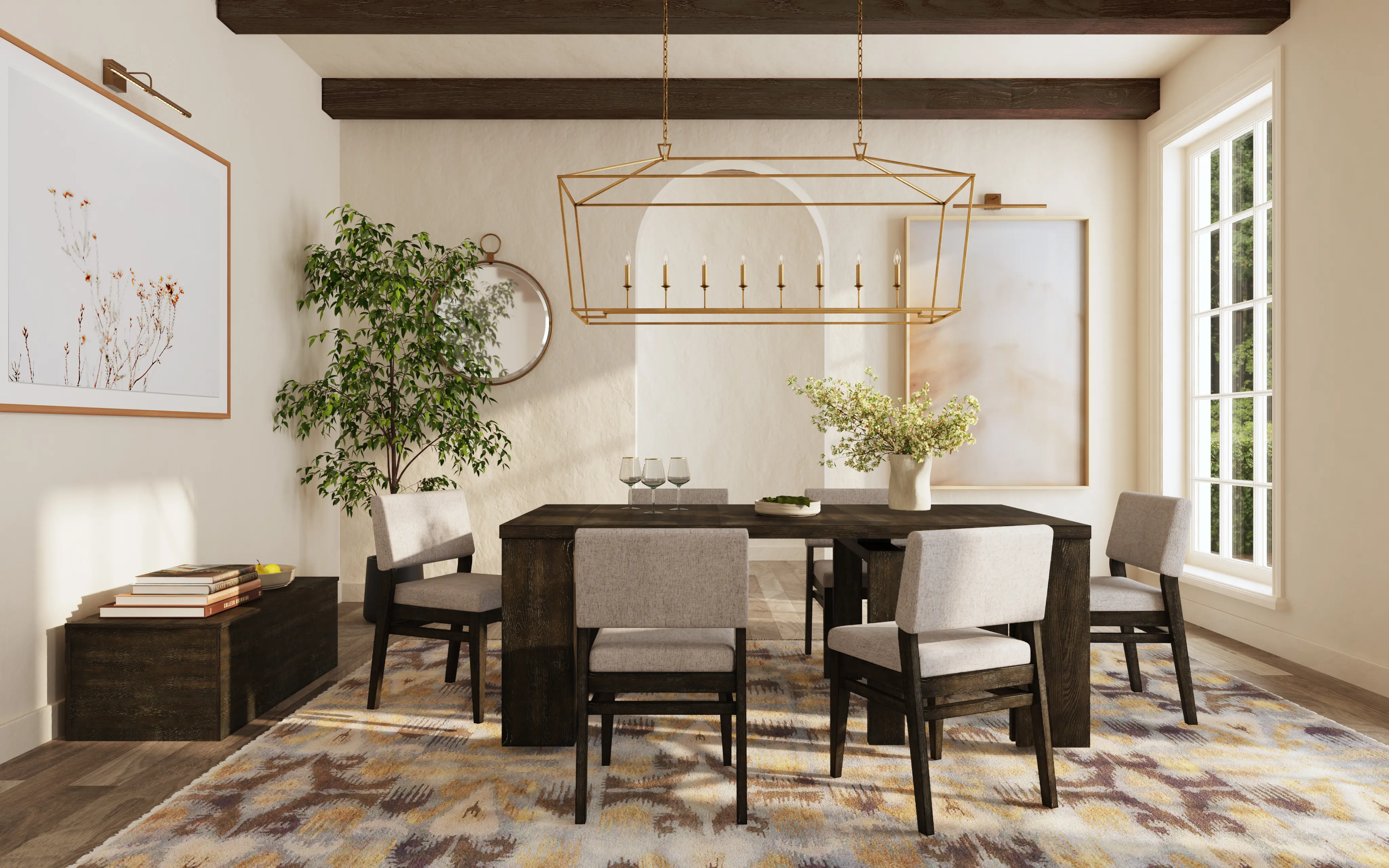 Flex Dark Brown Oak 5-Piece Dining Set with 5-20 Leaves-5