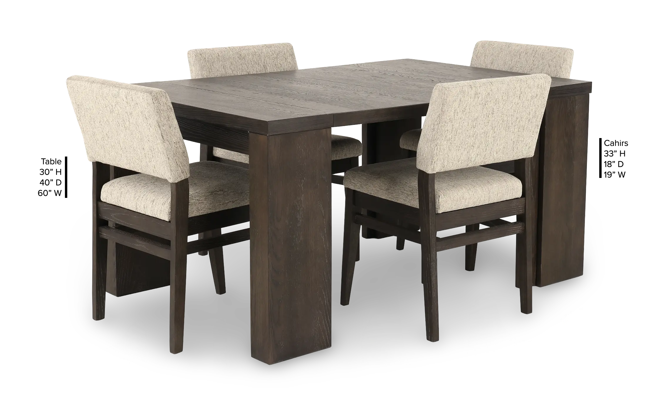Flex Dark Brown Oak 5-Piece Dining Set with 5-20 Leaves-6