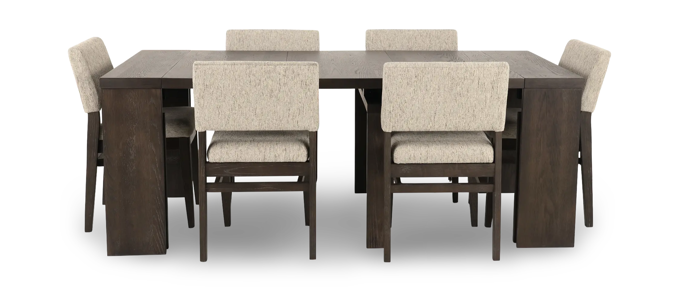 Flex Dark Brown Oak 5-Piece Dining Set with 5-20 Leaves-7
