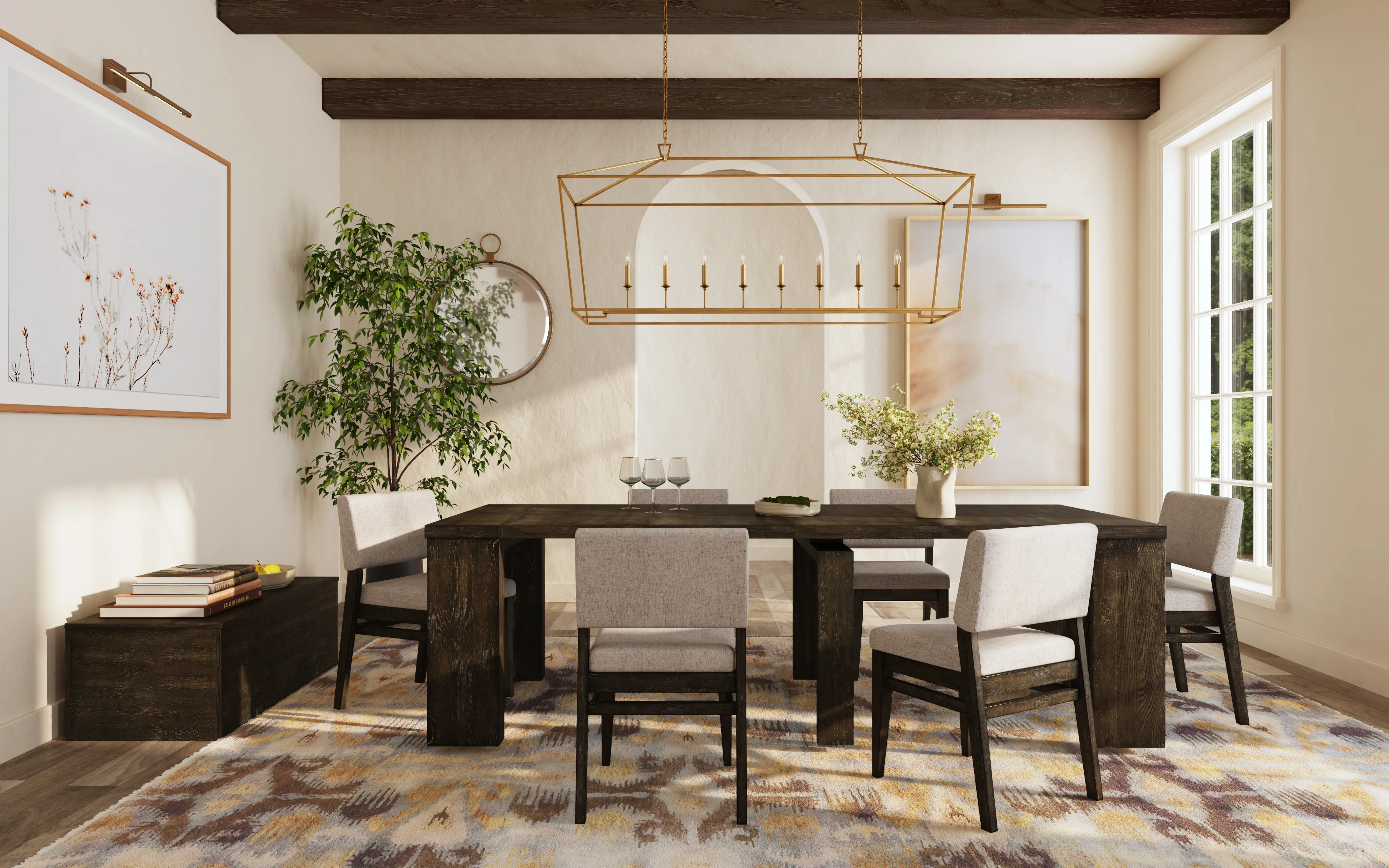 Flex Dark Brown Oak 5-Piece Dining Set with 5-20 Leaves-8