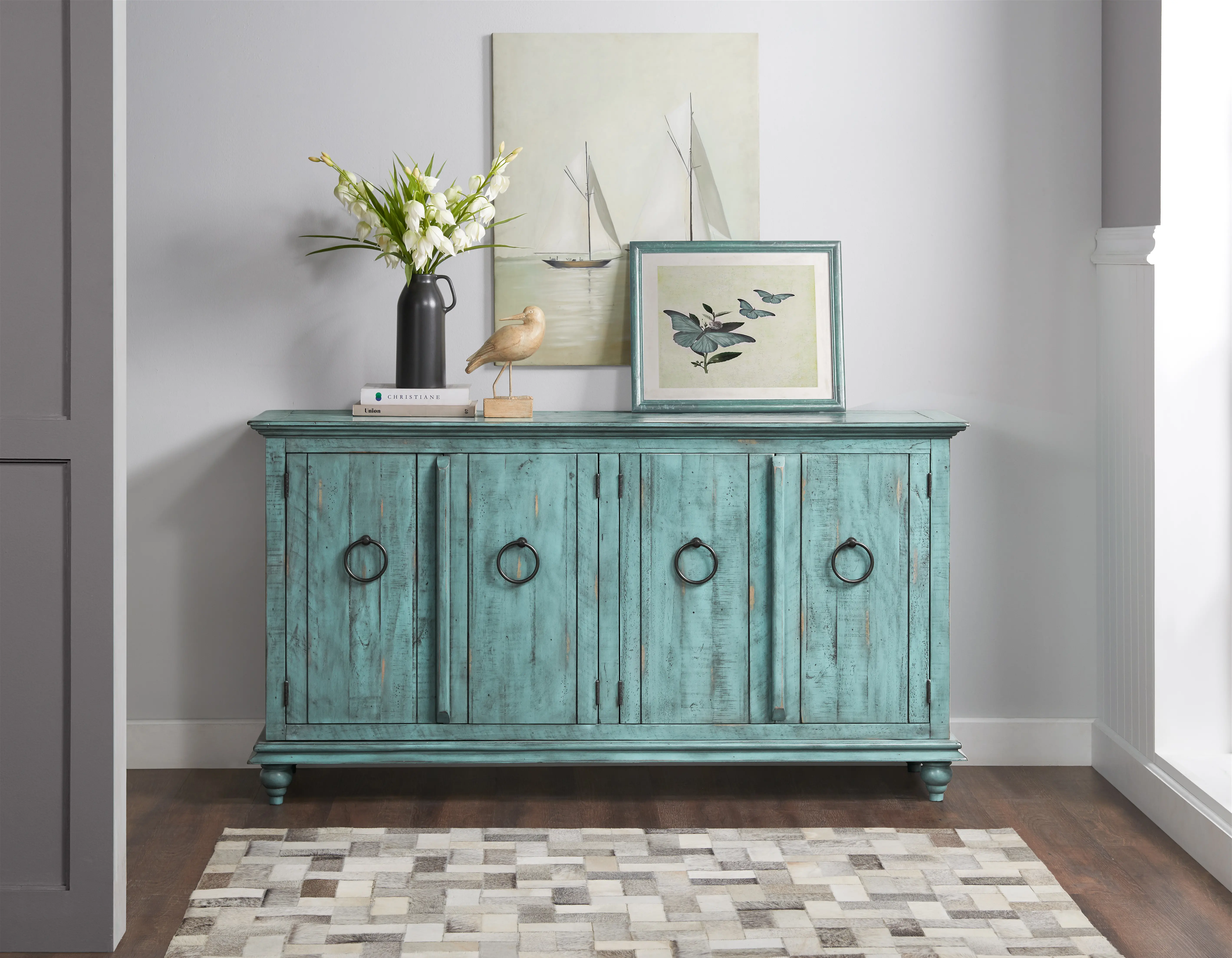 Garden District Antique Turquoise Console-2